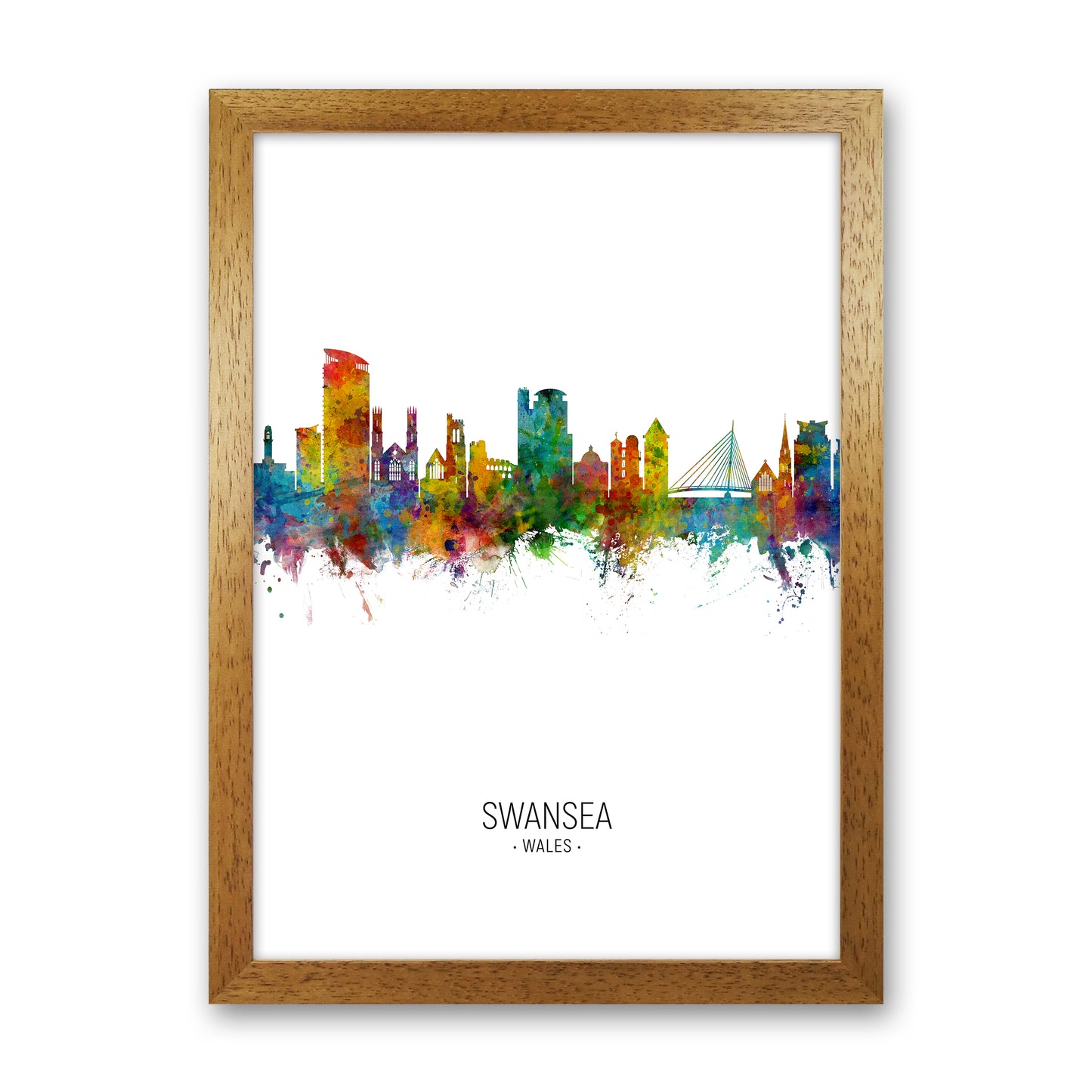 Swansea Wales Skyline Portrait Art Print by Michael Tompsett Oak Grain