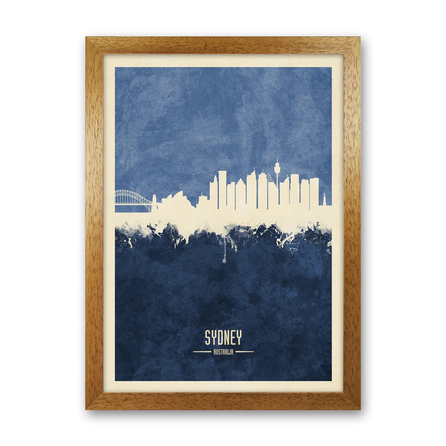 Sydney Australia Skyline Portrait Navy Art Print by Michael Tompsett Oak Grain