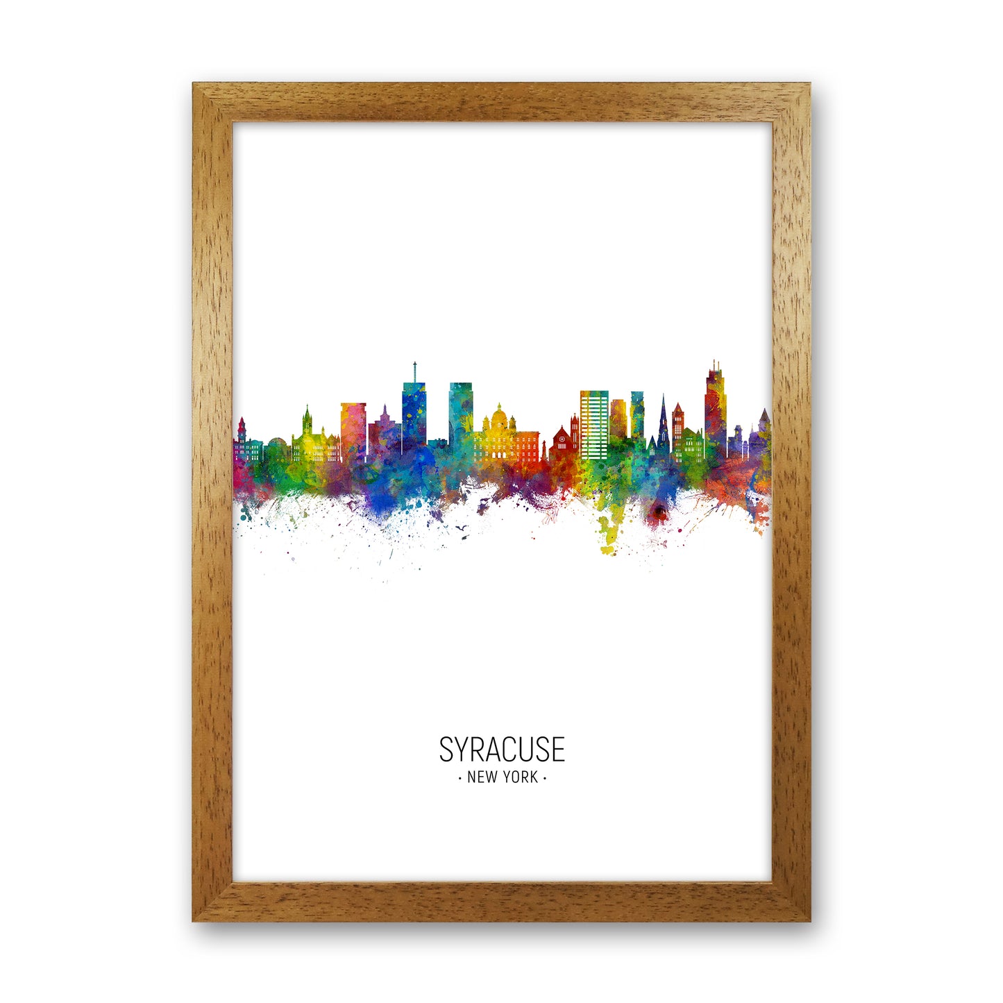 Syracuse New York Skyline Portrait Art Print by Michael Tompsett Oak Grain