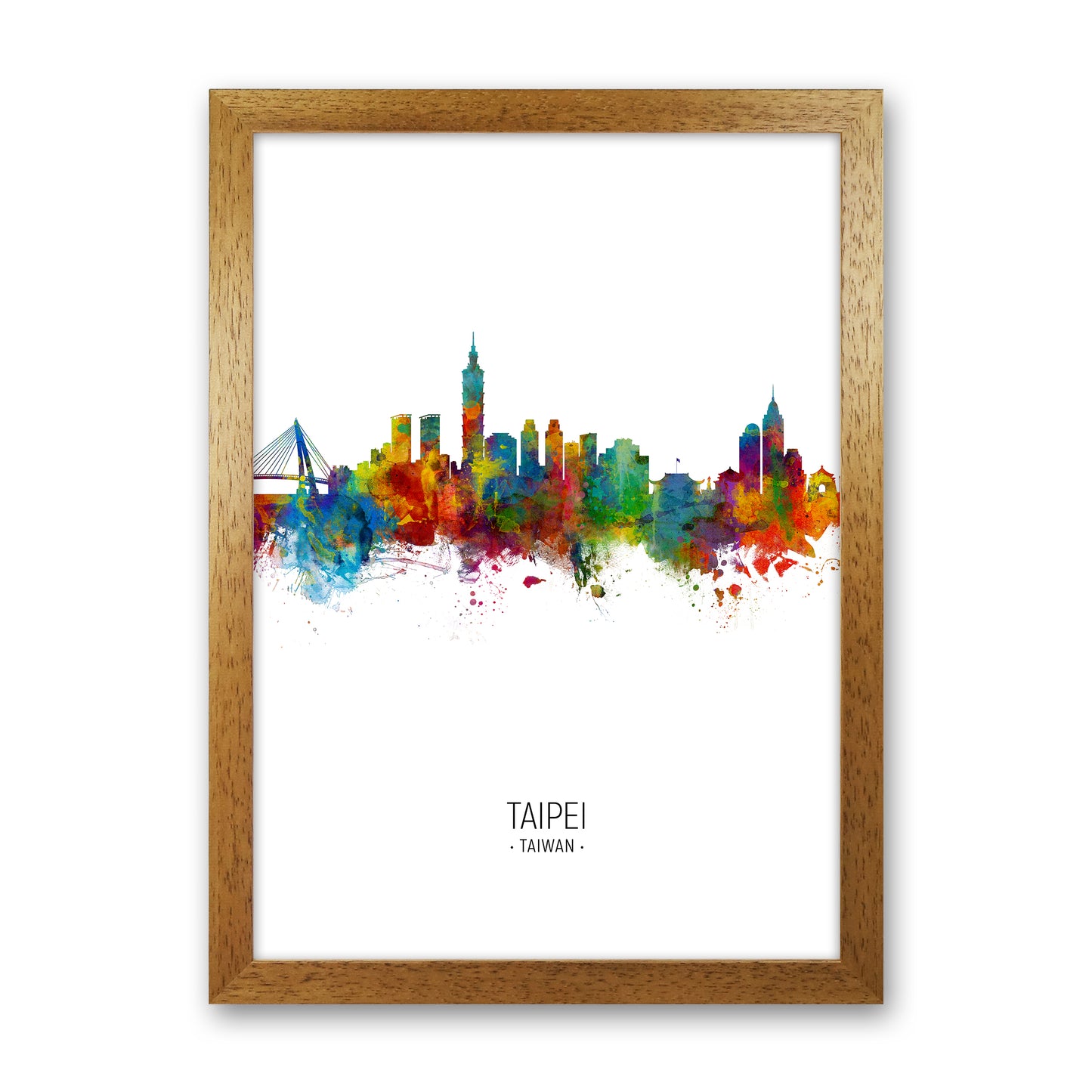 Taipei Taiwan Skyline Portrait Art Print by Michael Tompsett Oak Grain