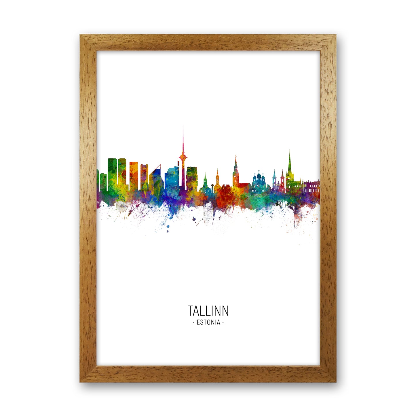 Tallinn Estonia Skyline Portrait Art Print by Michael Tompsett Oak Grain
