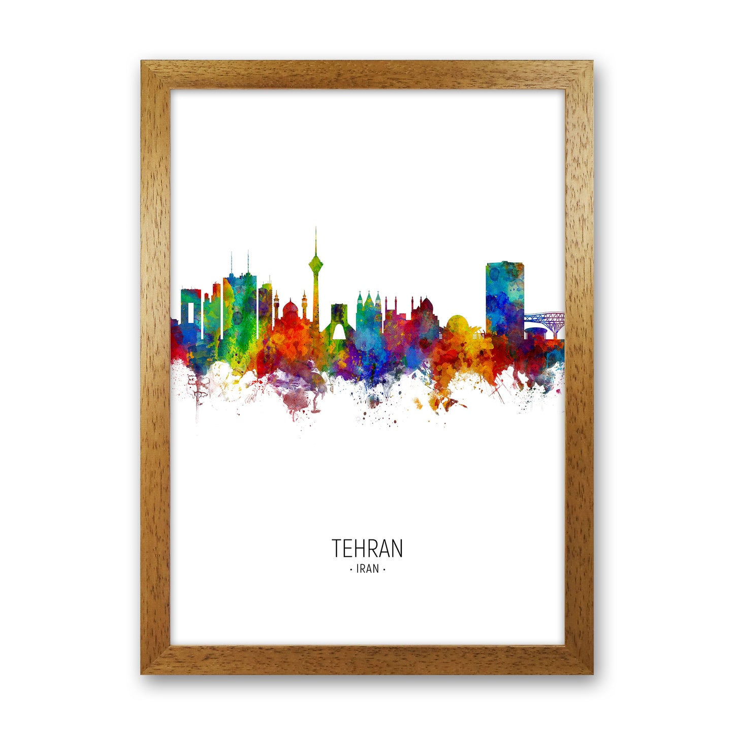 Tehran Iran Skyline Portrait Art Print by Michael Tompsett Oak Grain