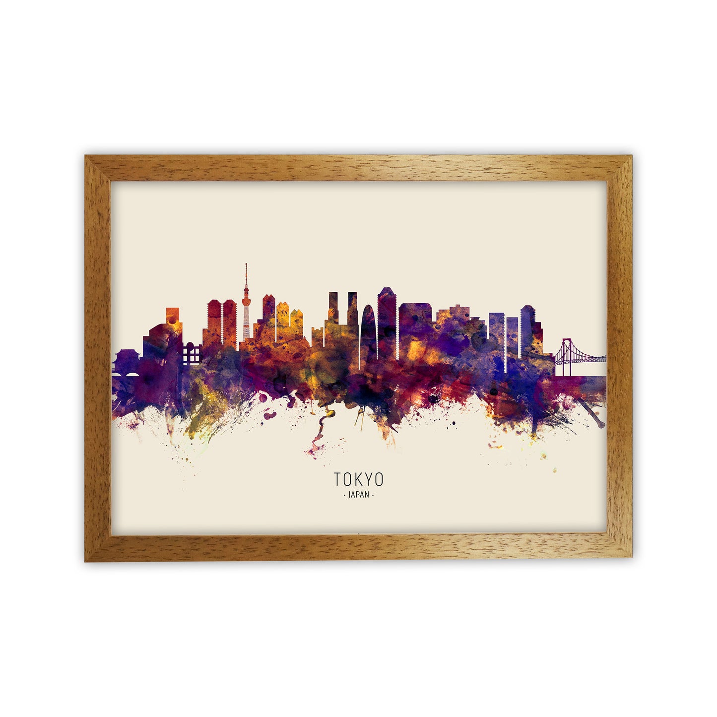 Tokyo Japan Skyline Autumn City Name Art Print by Michael Tompsett Oak Grain