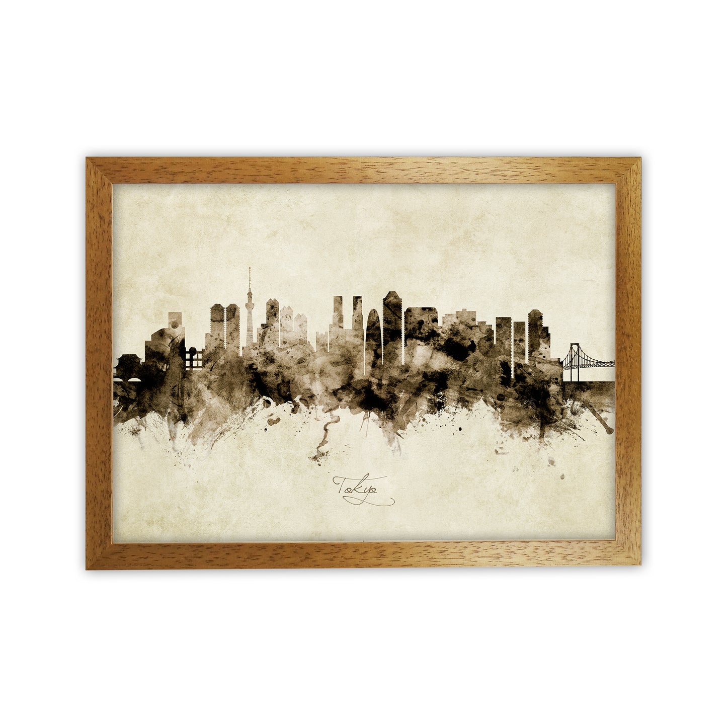 Tokyo Japan Skyline Vintage Art Print by Michael Tompsett Oak Grain