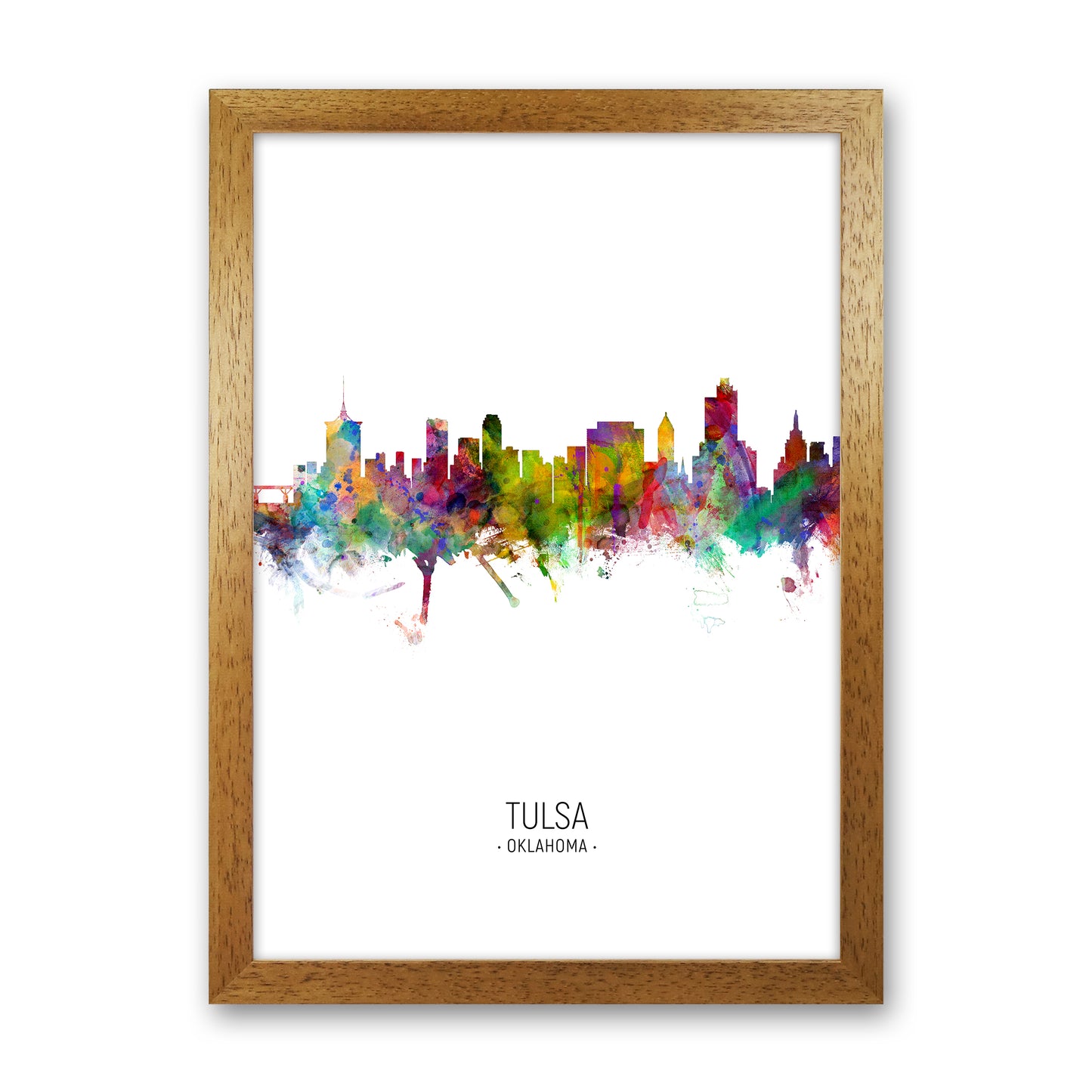 Tulsa Oklahoma Skyline Portrait Art Print by Michael Tompsett Oak Grain