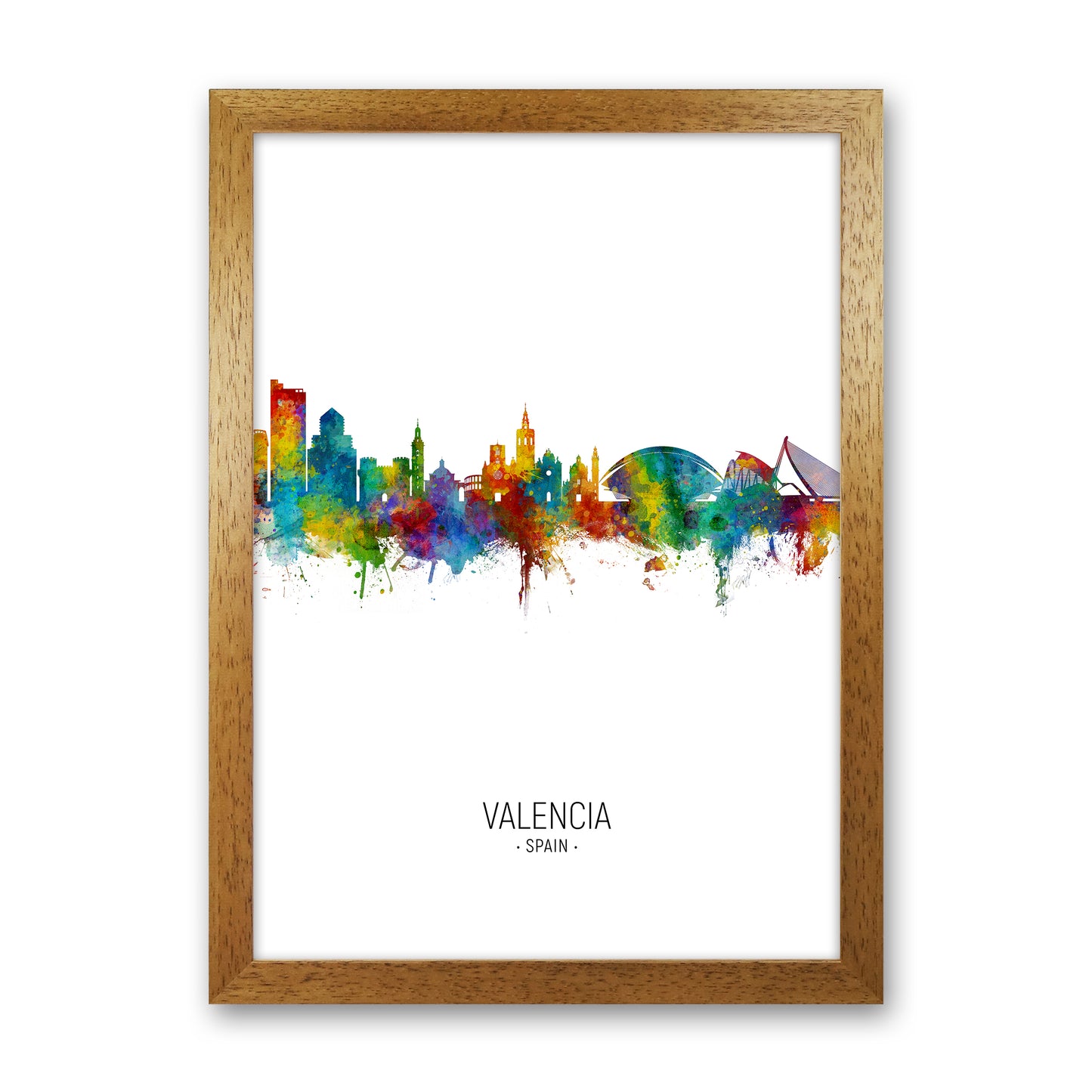 Valencia Spain Skyline Portrait Art Print by Michael Tompsett Oak Grain