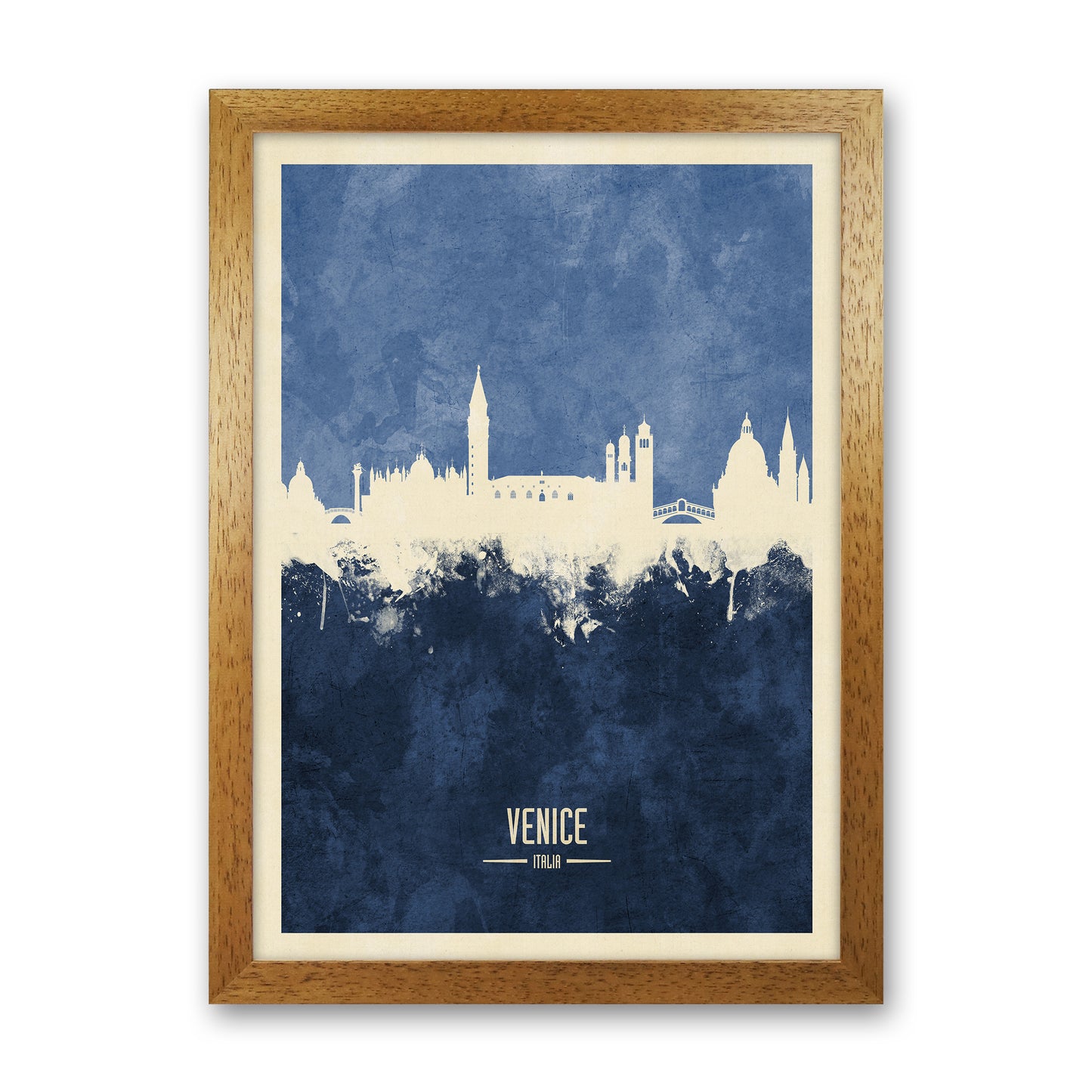 Venice Italy Skyline Portrait Navy Art Print by Michael Tompsett Oak Grain