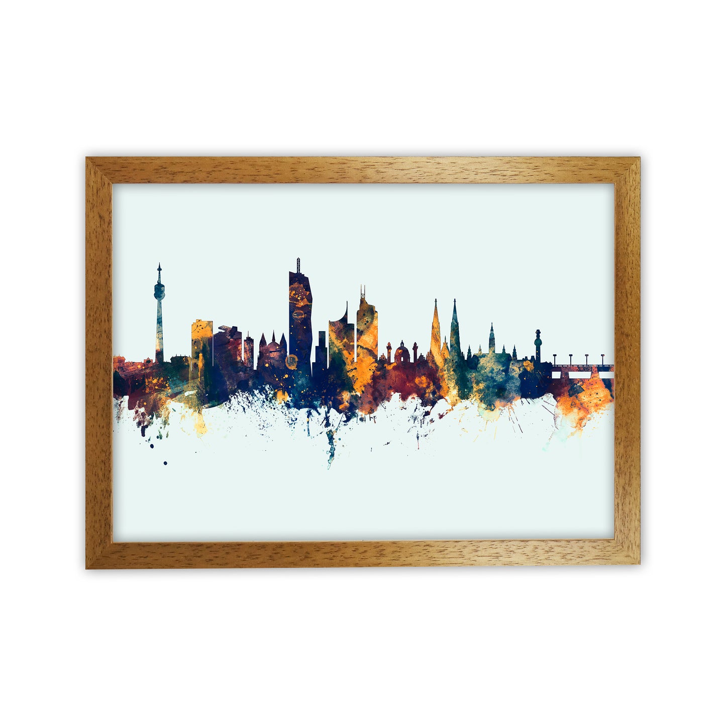 Vienna Austria Skyline Blue Orange Art Print by Michael Tompsett Oak Grain