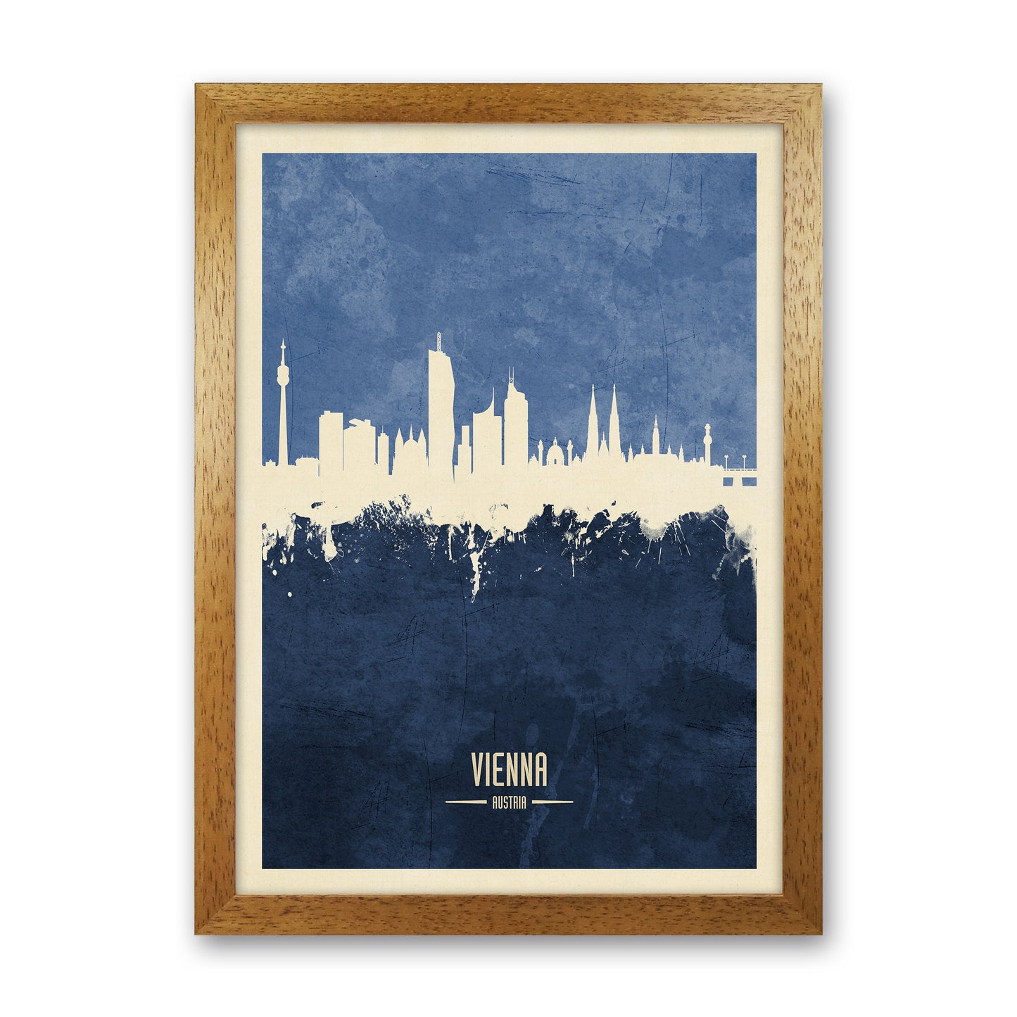 Vienna Austria Skyline Portrait Navy Art Print by Michael Tompsett Oak Grain