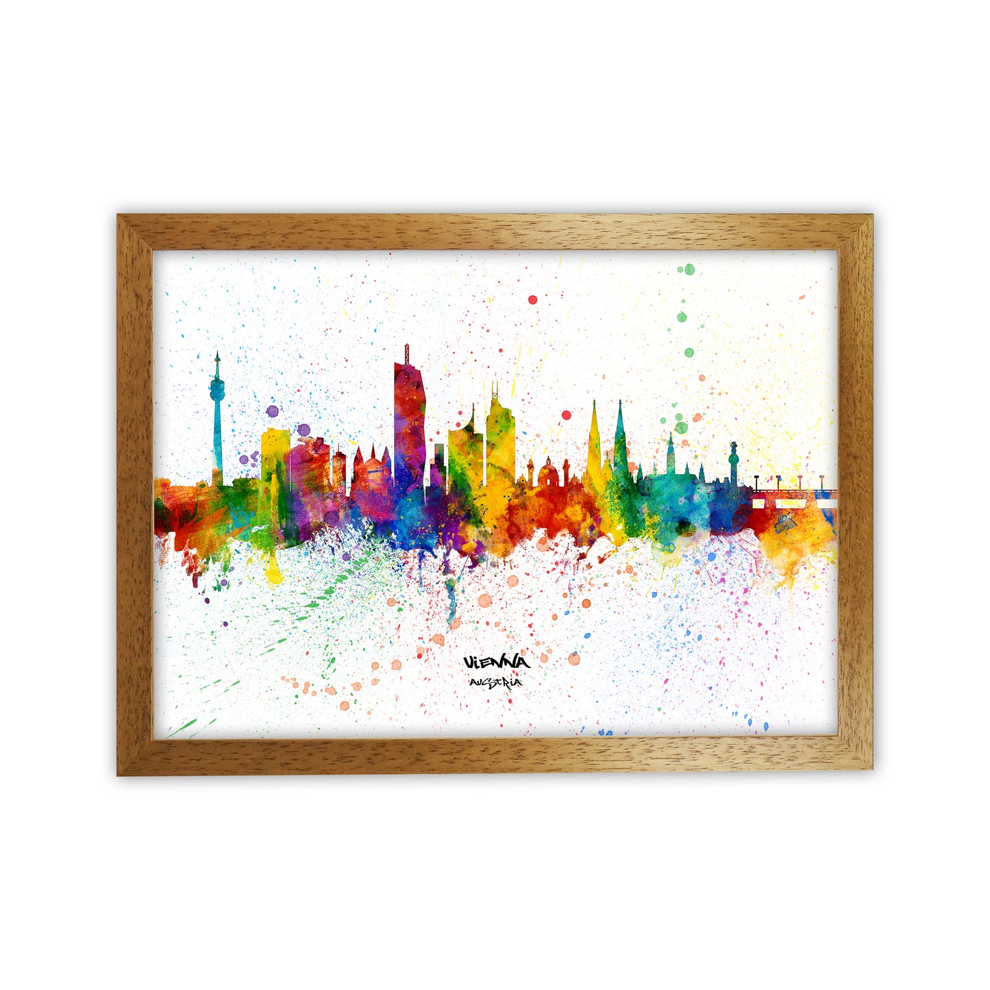 Vienna Austria Skyline Splash Art Print by Michael Tompsett Oak Grain