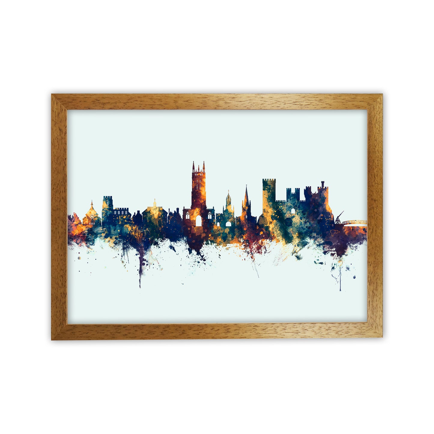 Warwick England Skyline Blue Orange Art Print by Michael Tompsett Oak Grain
