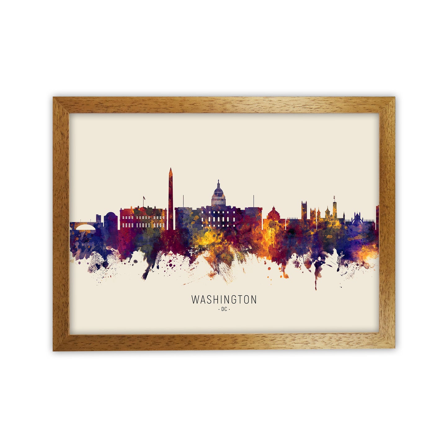 Washington Dc Skyline Autumn City Name Art Print by Michael Tompsett Oak Grain