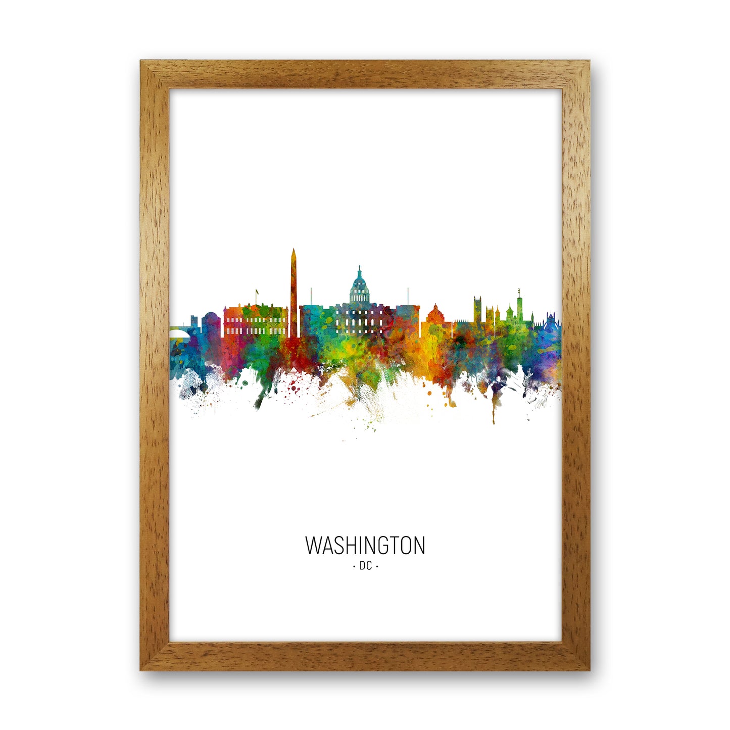 Washington Dc Skyline Portrait Art Print by Michael Tompsett Oak Grain
