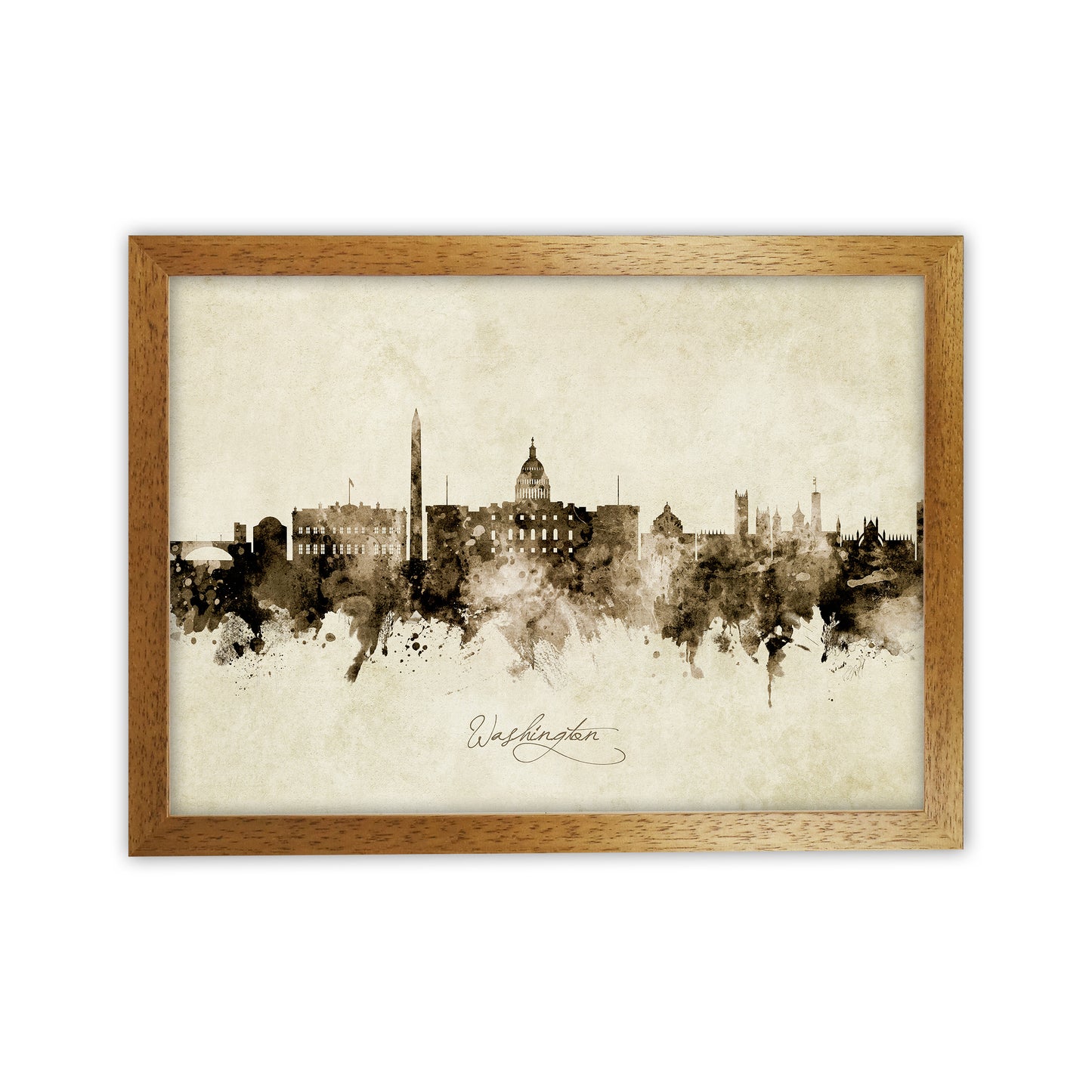 Washington Dc Skyline Vintage Art Print by Michael Tompsett Oak Grain