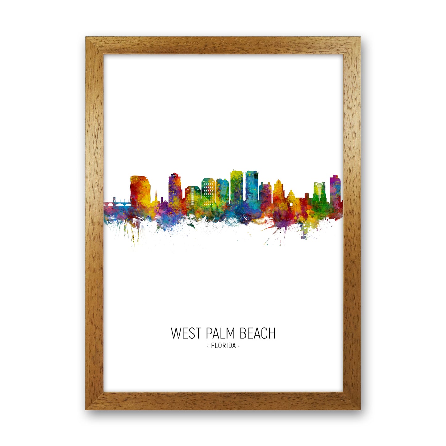 West Palm Beach Florida Skyline Portrait Art Print by Michael Tompsett Oak Grain