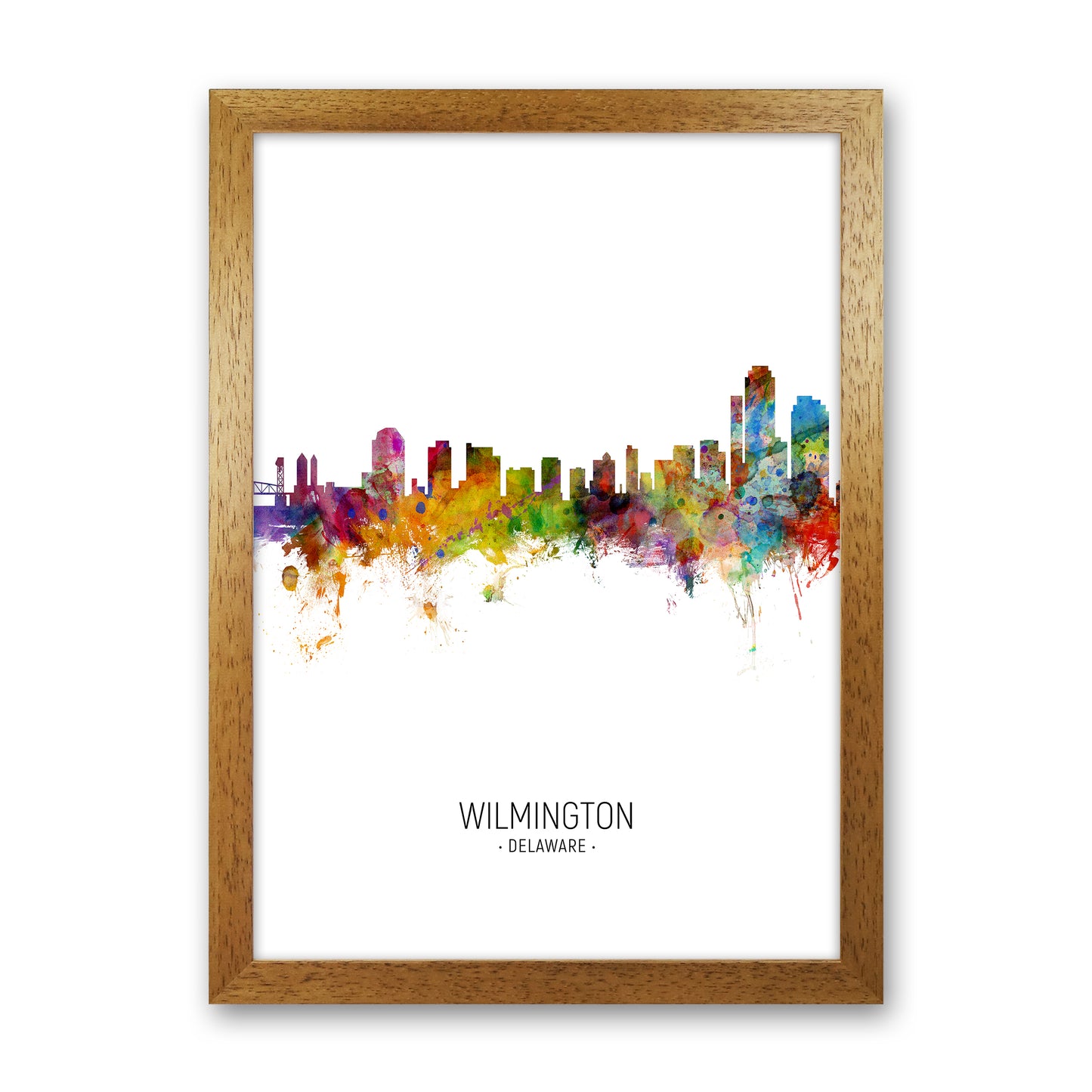 Wilmington Delaware Skyline Portrait Art Print by Michael Tompsett Oak Grain