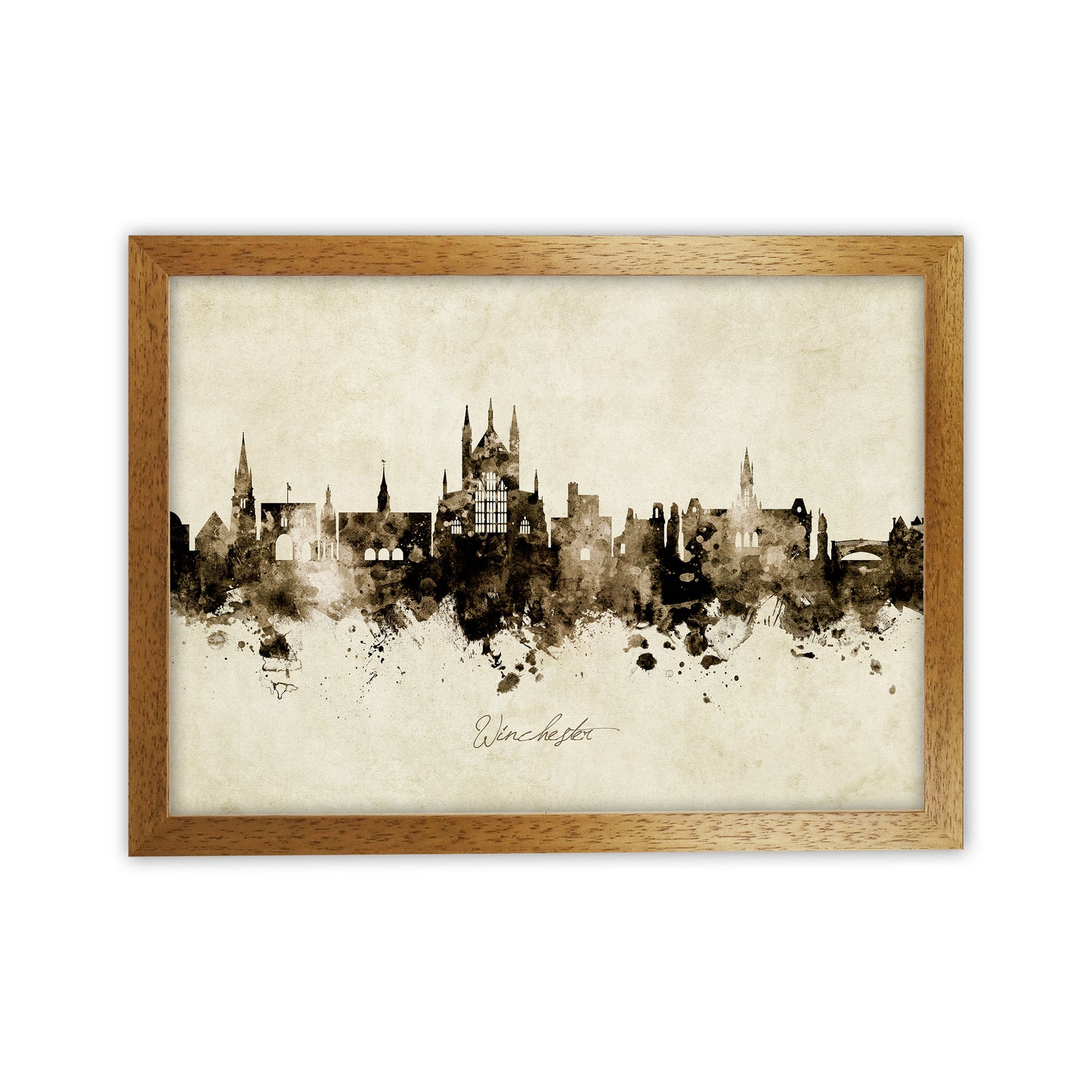 Winchester England Skyline Vintage Art Print by Michael Tompsett Oak Grain