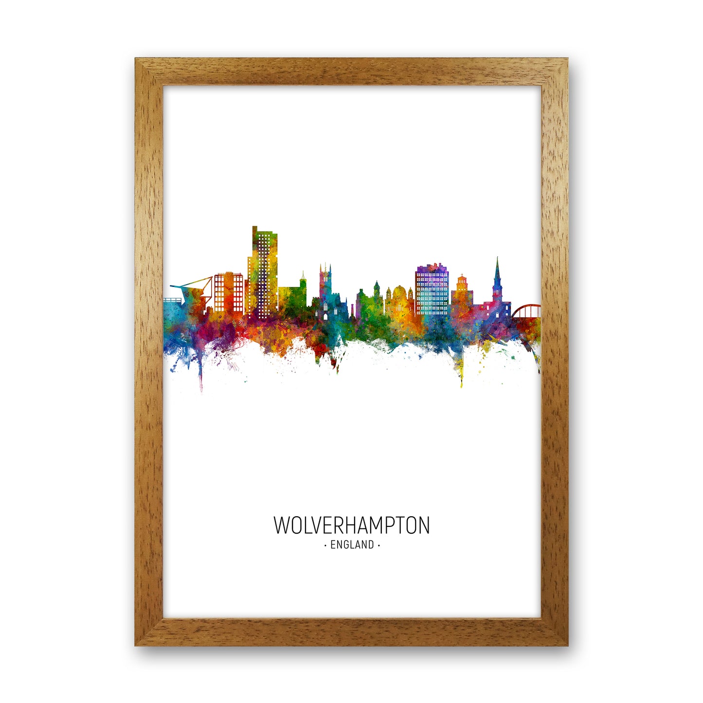 Wolverhampton England Skyline Portrait Art Print by Michael Tompsett Oak Grain
