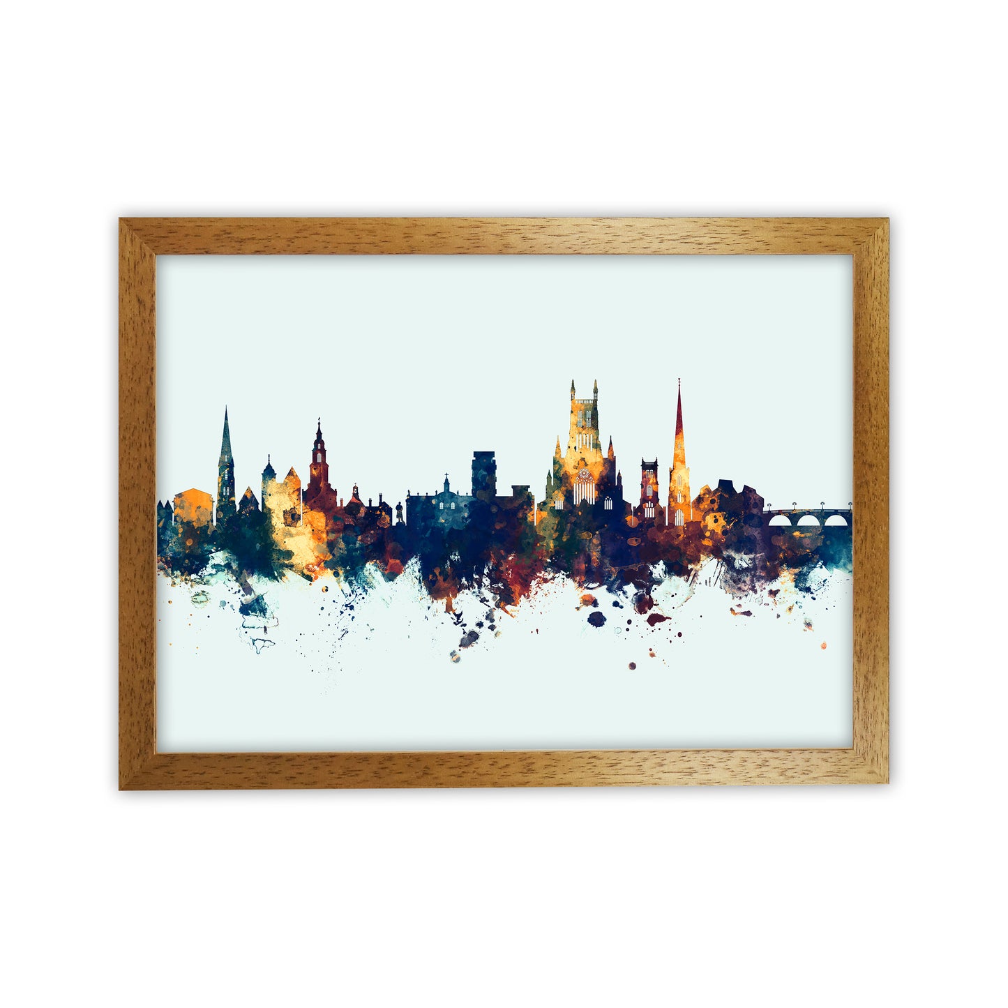 Worcester England Skyline Blue Orange Art Print by Michael Tompsett Oak Grain