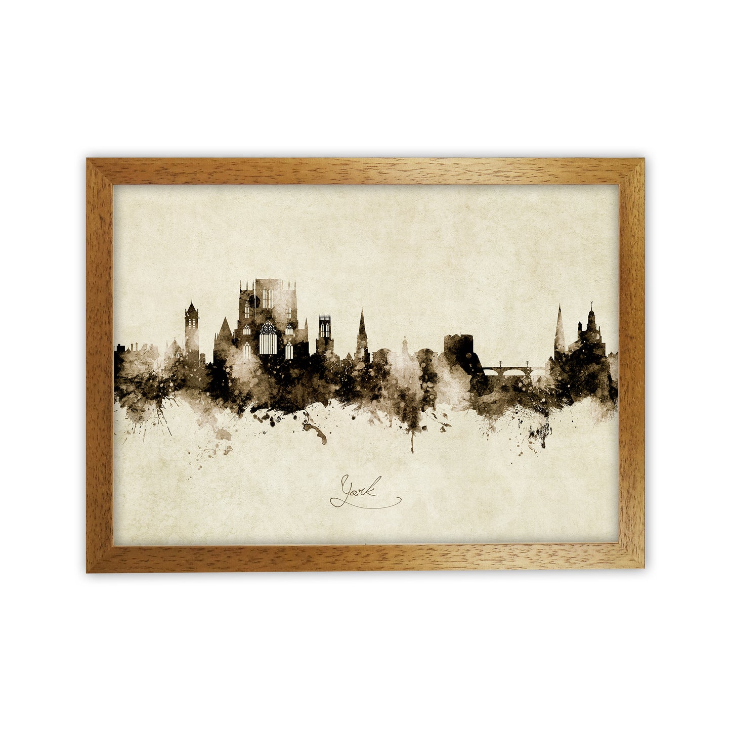 York England Skyline Vintage Art Print by Michael Tompsett Oak Grain