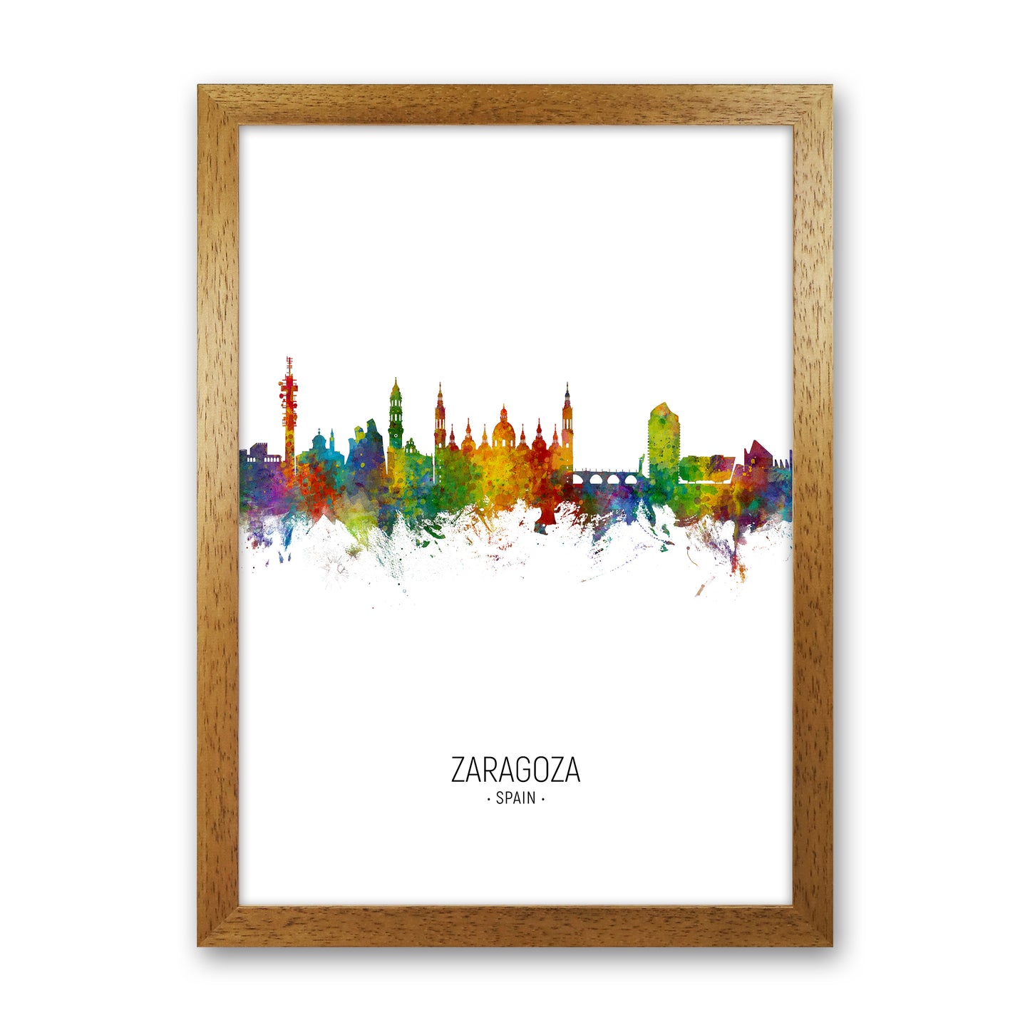 Zaragoza Spain Skyline Portrait Art Print by Michael Tompsett Oak Grain