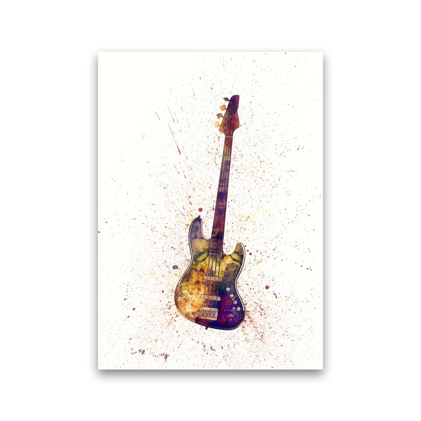 Electric Bass Guitar Watercolour by Michael Tompsett Print Only