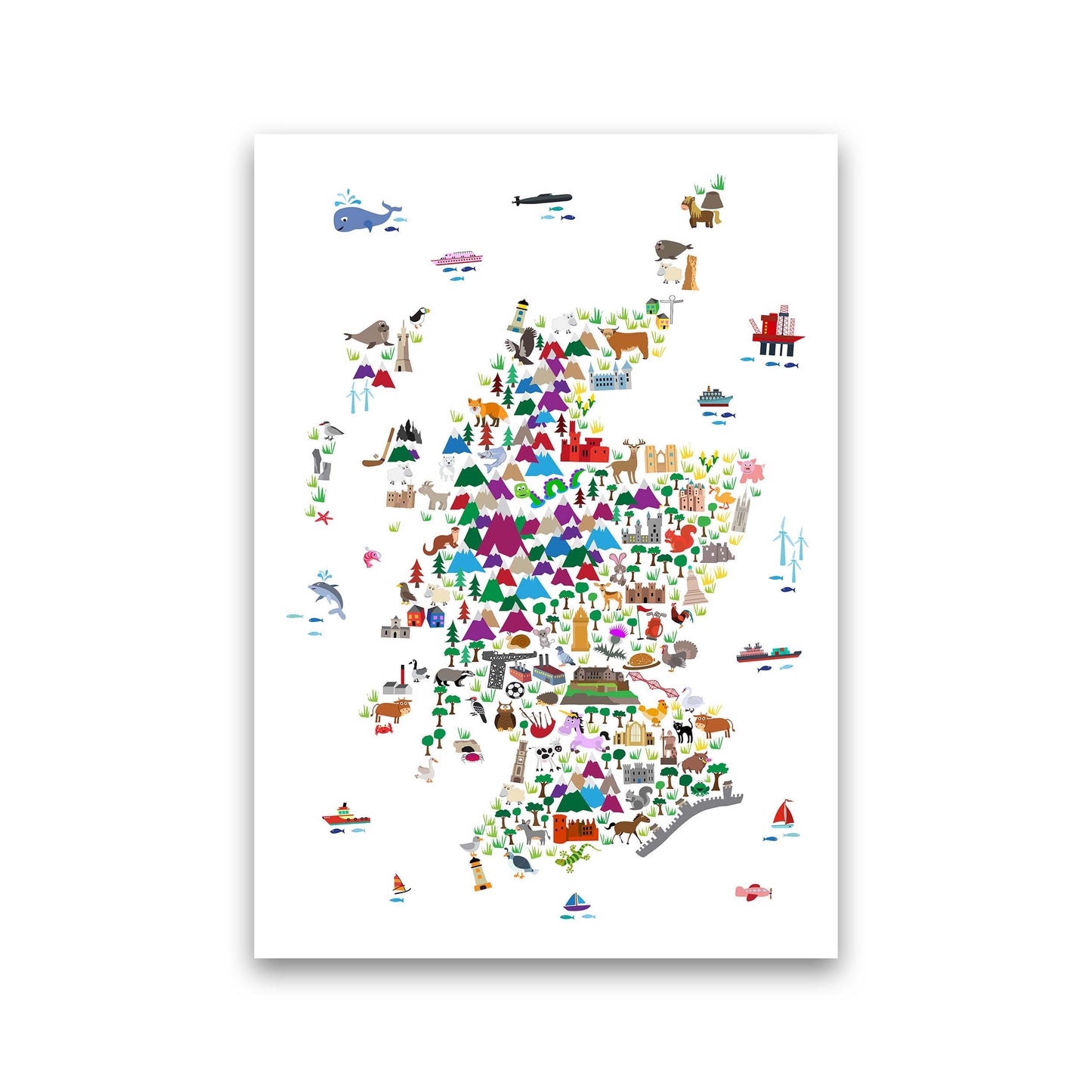 Animal Map of Scotland Nursery Print by Michael Tompsett Print Only