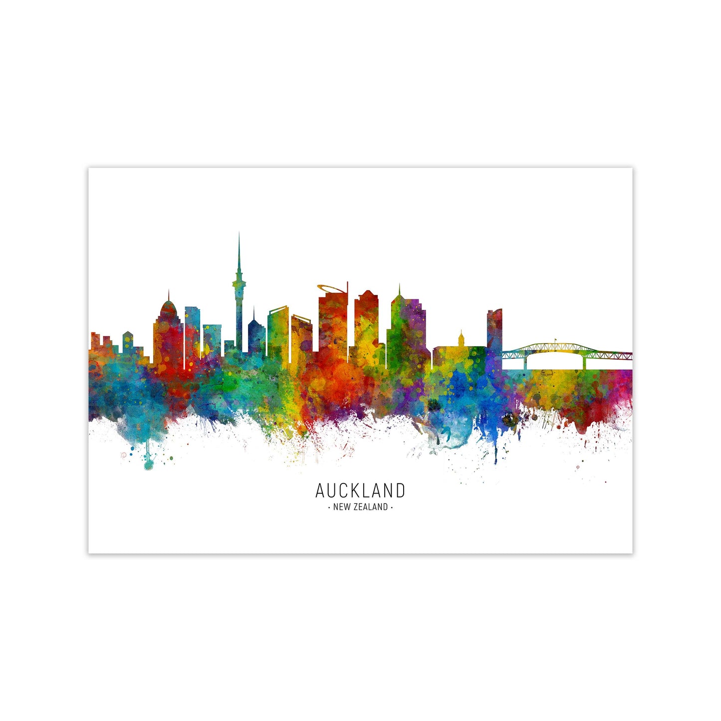 Auckland New Zealand Skyline Art Print by Michael Tompsett Print Only