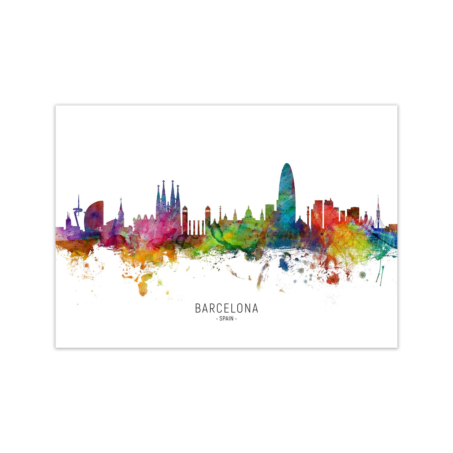 Barcelona Spain Skyline Art Print by Michael Tompsett Print Only