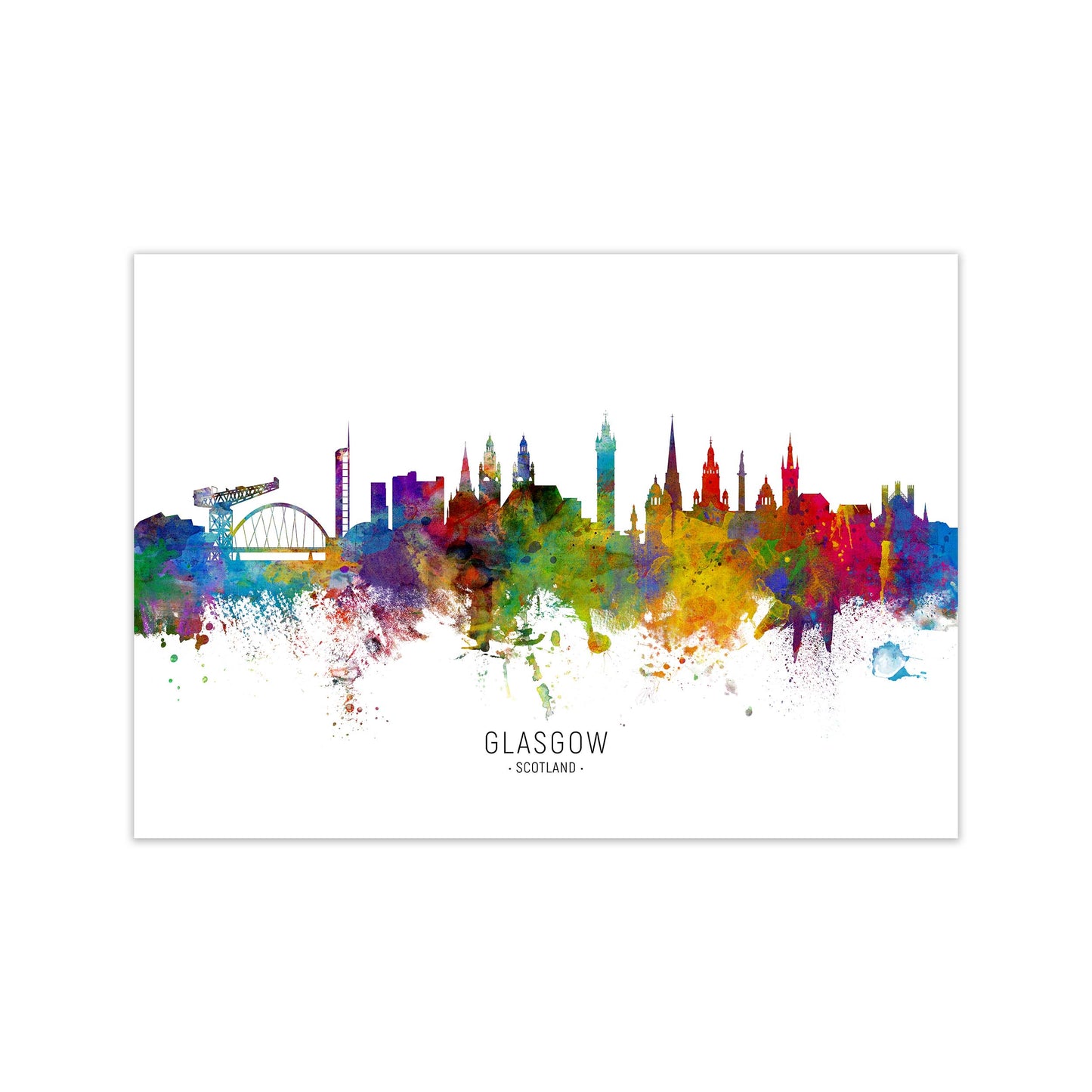 Glasgow Scotland Skyline Art Print by Michael Tompsett Print Only