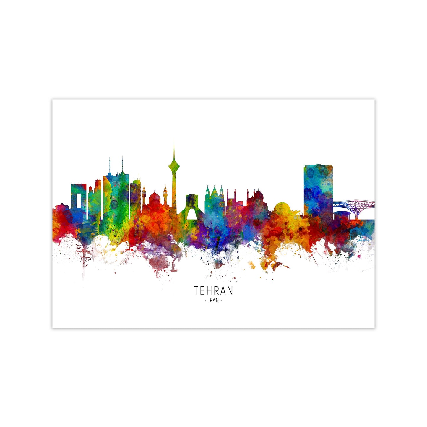 Tehran Iran Skyline Art Print by Michael Tompsett Print Only
