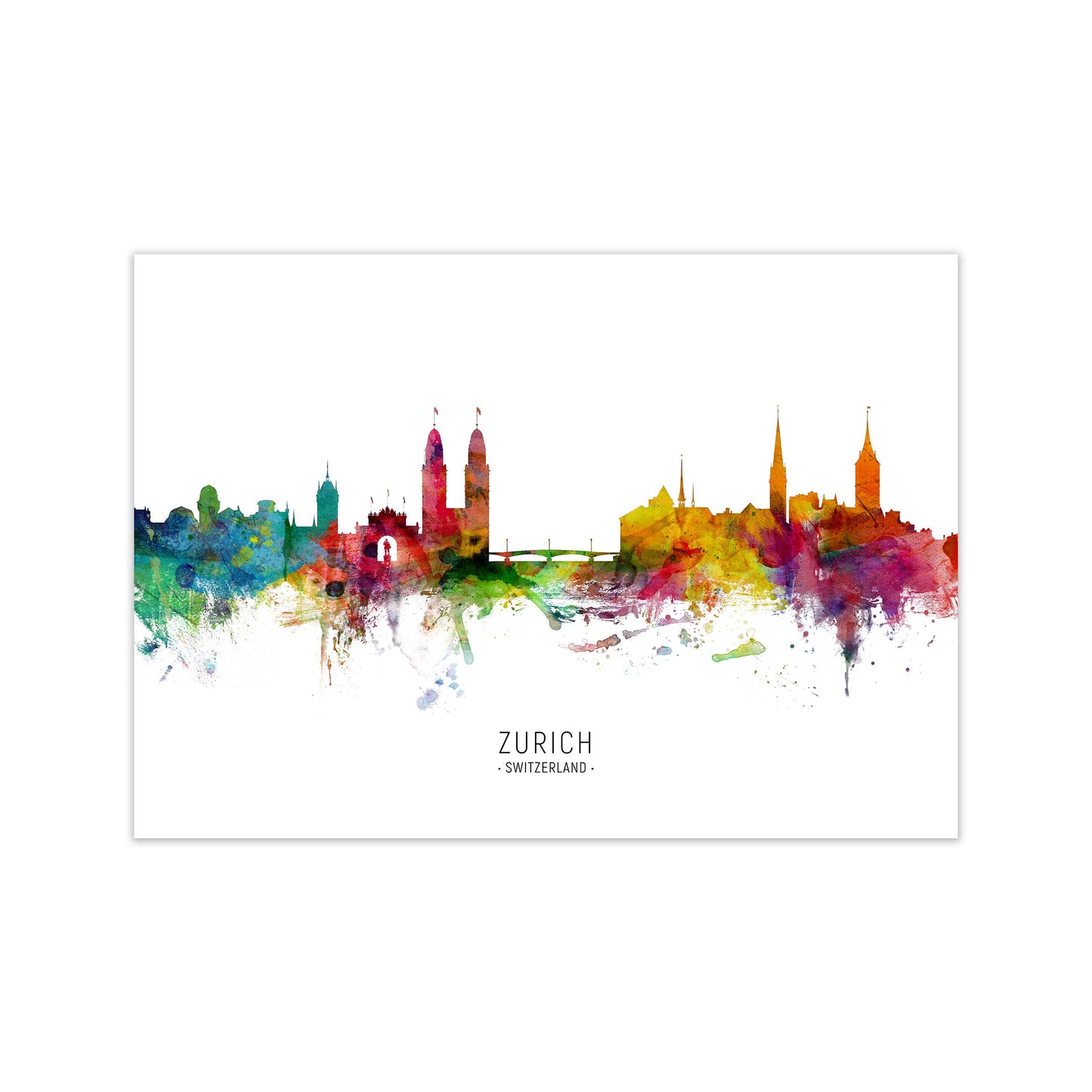 Zurich Switzerland Skyline Art Print by Michael Tompsett Print Only
