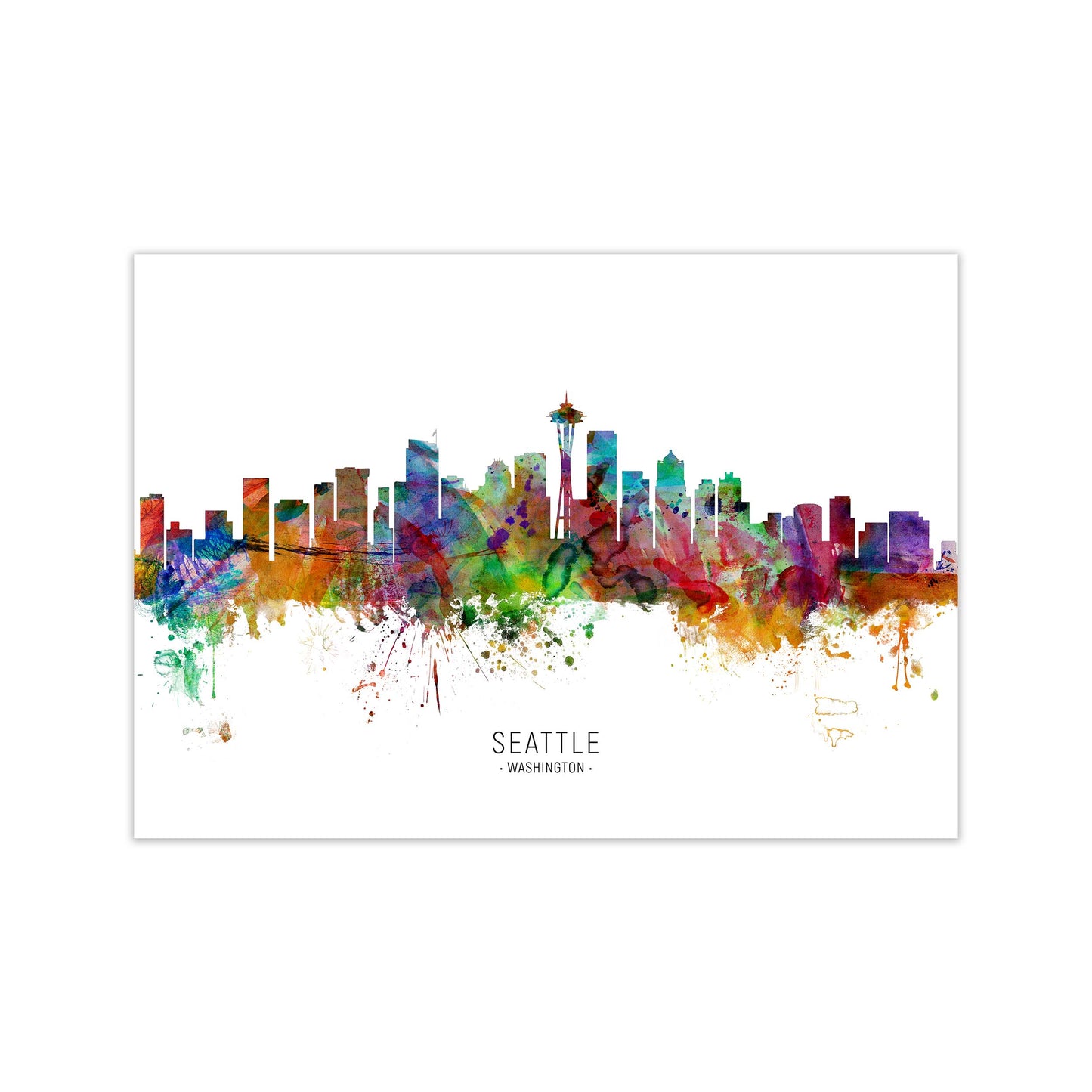 Seattle Washington Skyline Art Print by Michael Tompsett Print Only