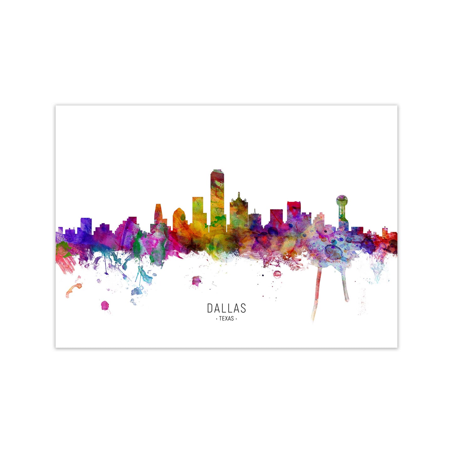 Dallas Texas Skyline Art Print by Michael Tompsett Print Only