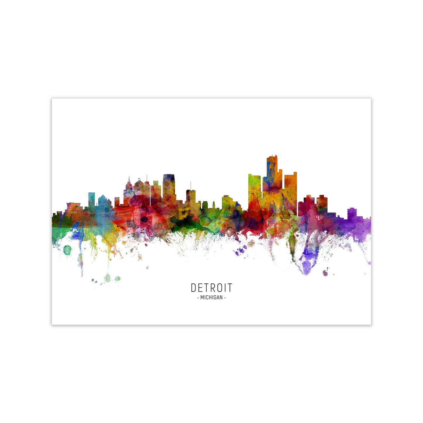 Detroit Michigan Skyline Art Print by Michael Tompsett Print Only