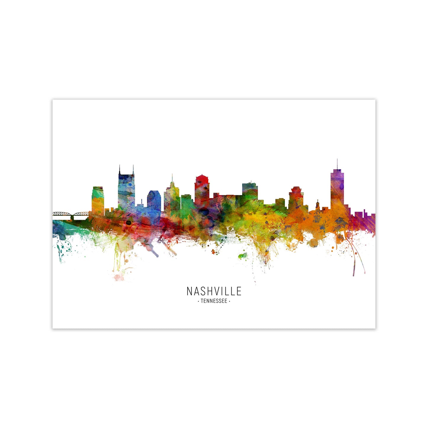 Nashville Tennessee Skyline Art Print by Michael Tompsett Print Only