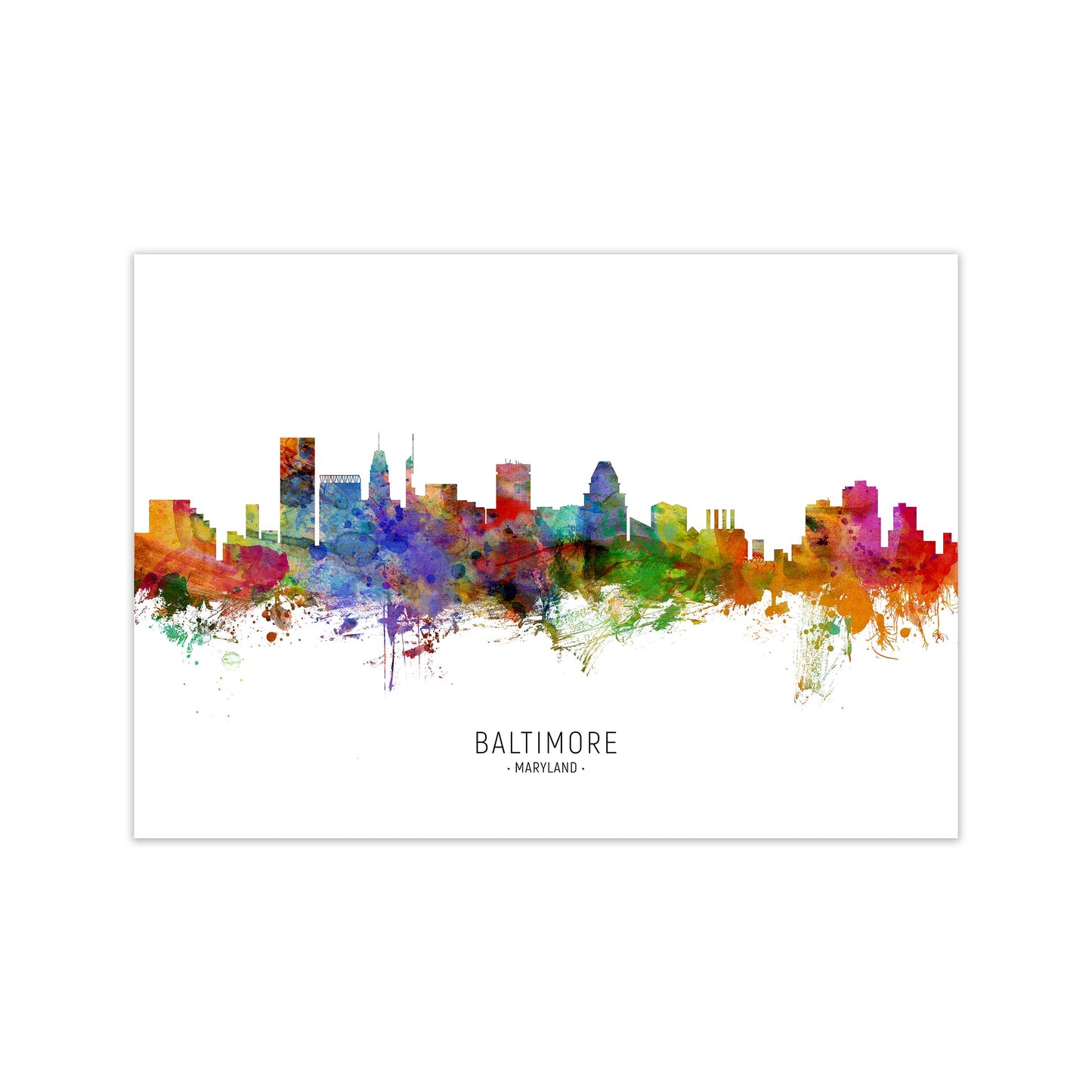 Baltimore Maryland Skyline Art Print by Michael Tompsett Print Only