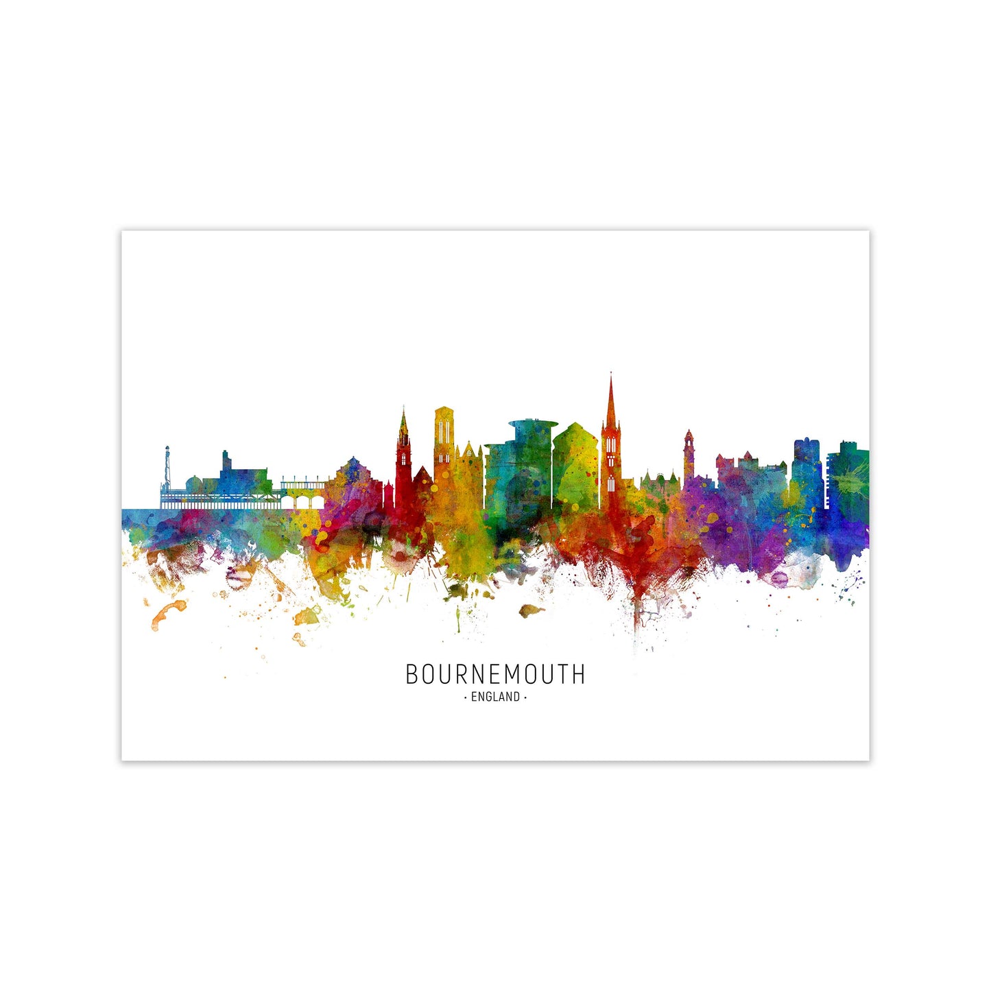 Bournemouth England Skyline Art Print by Michael Tompsett Print Only