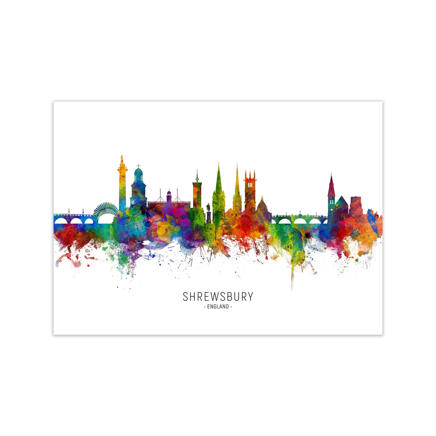 Shrewsbury England Skyline Art Print by Michael Tompsett Print Only