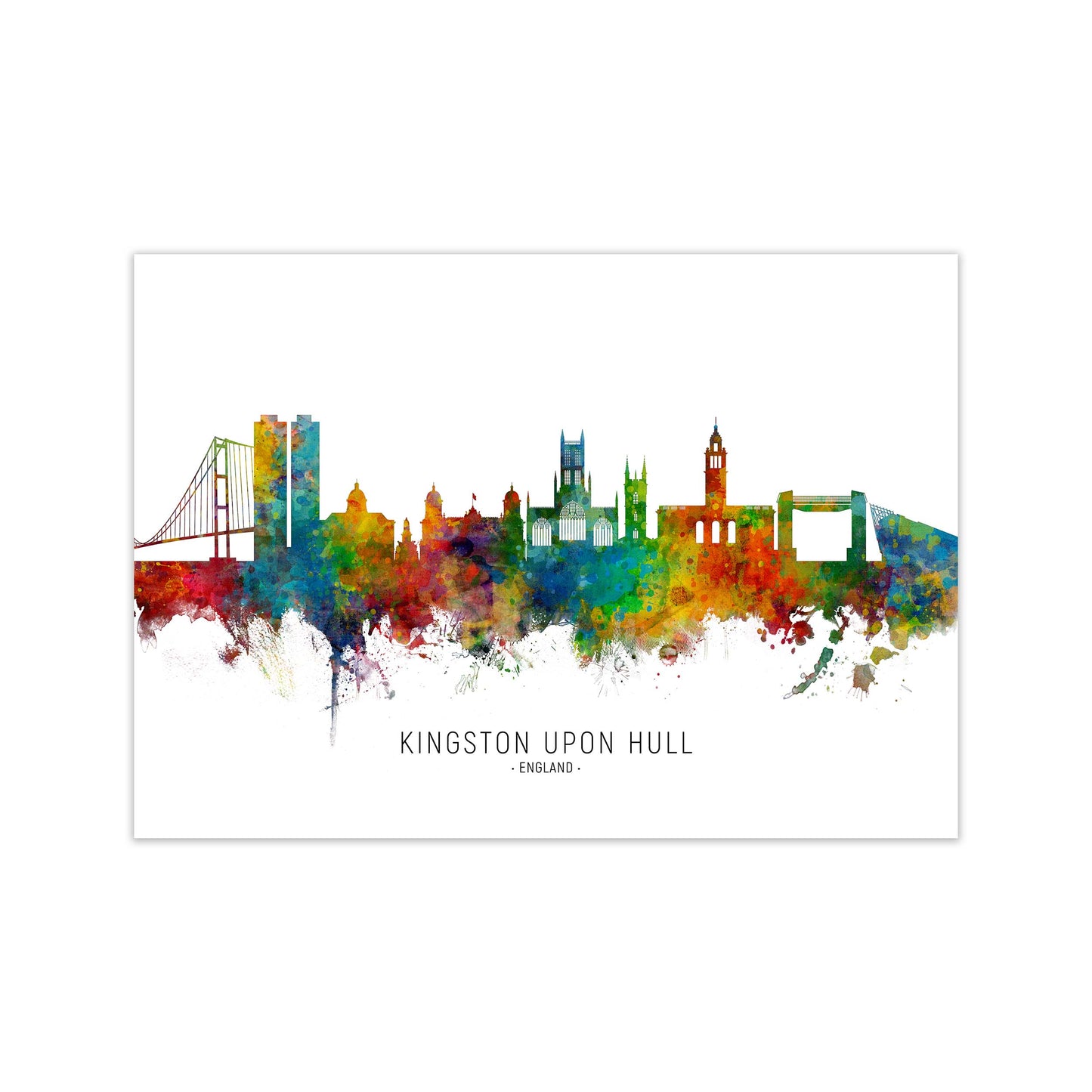 Kingston Upon Hull England Skyline Print by Michael Tompsett Print Only