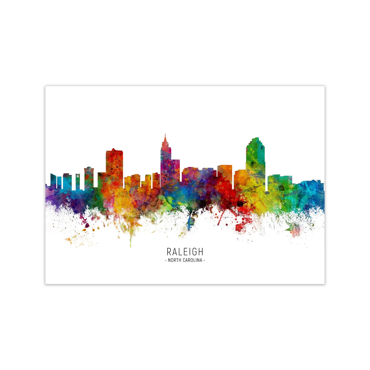 Raleigh North Carolina Skyline Art Print by Michael Tompsett Print Only