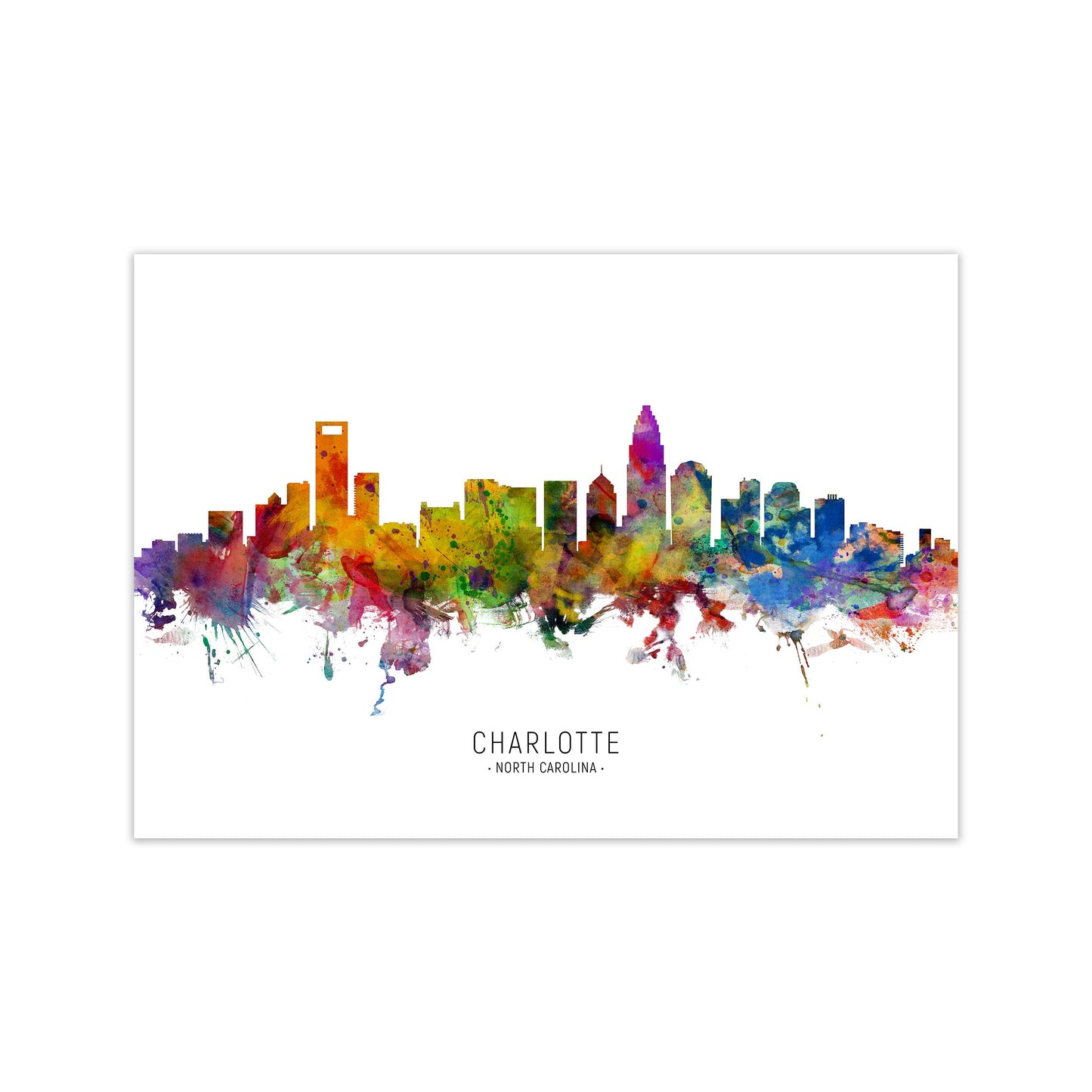 Charlotte North Carolina Skyline Print by Michael Tompsett Print Only