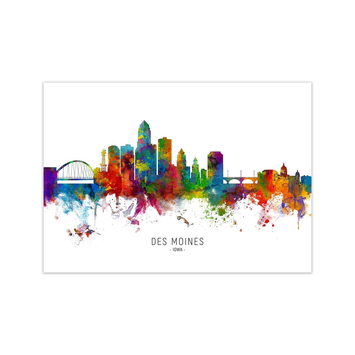 Des Moines Iowa Skyline Art Print by Michael Tompsett Print Only
