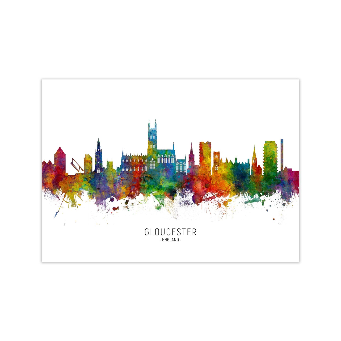 Gloucester England Skyline Art Print by Michael Tompsett Print Only