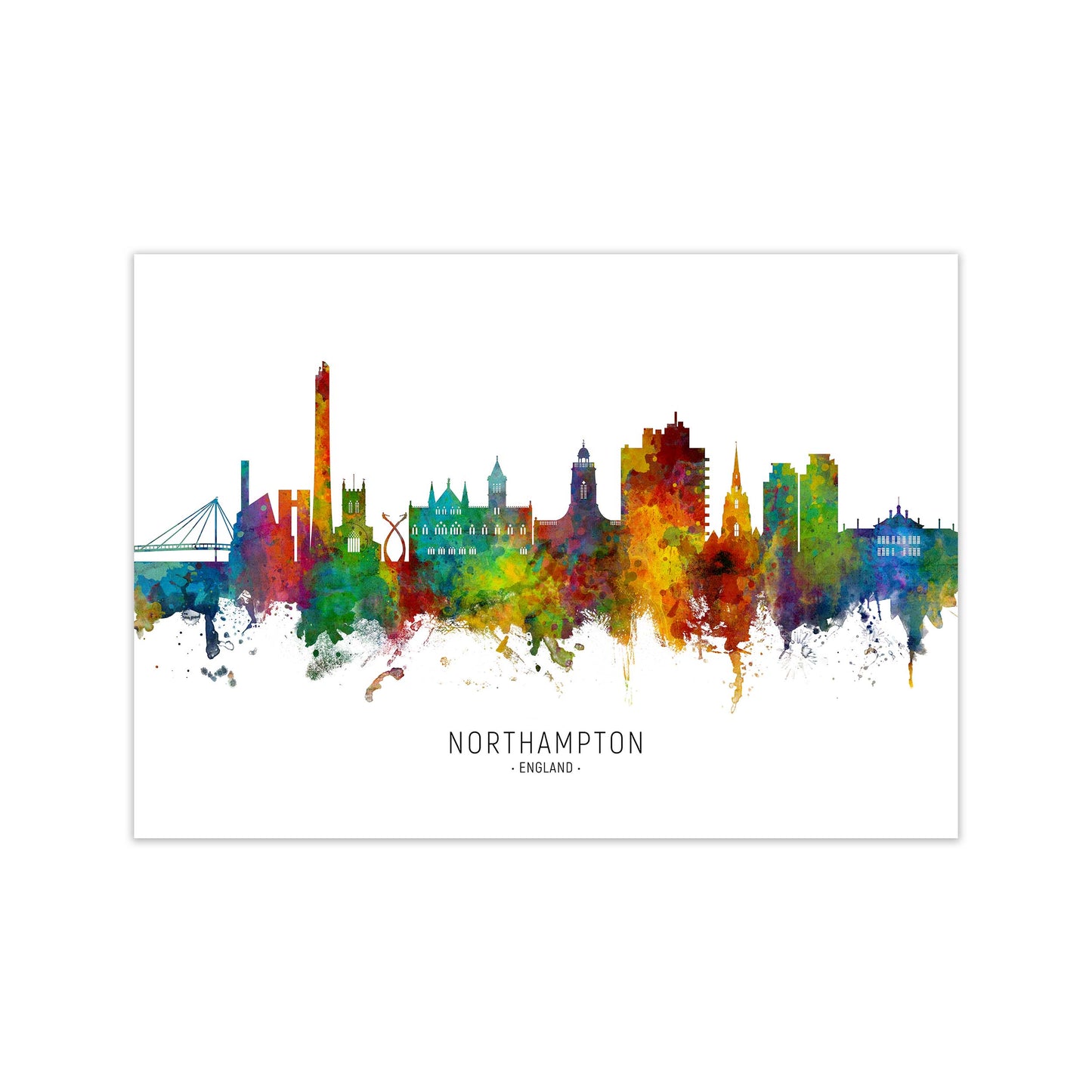 Northampton England Skyline Art Print by Michael Tompsett Print Only