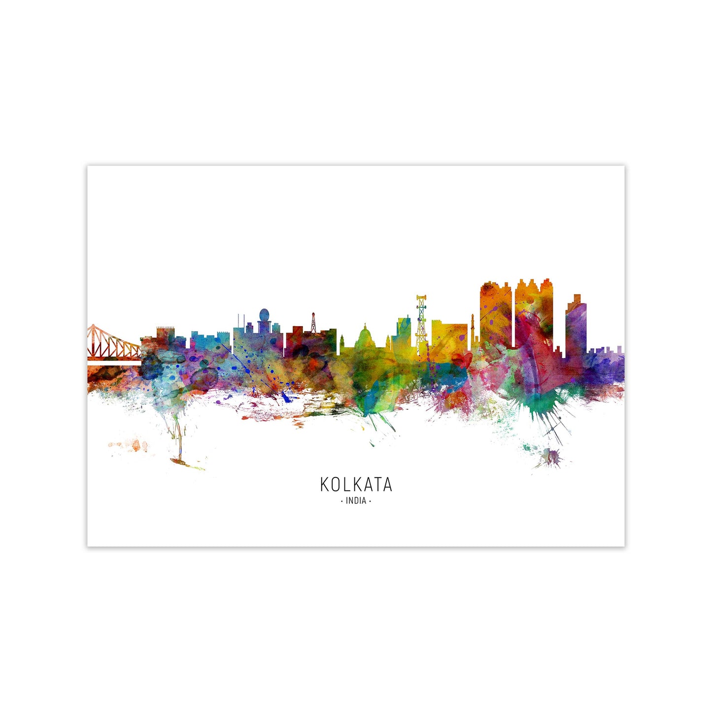Kolkata India Skyline Art Print by Michael Tompsett Print Only