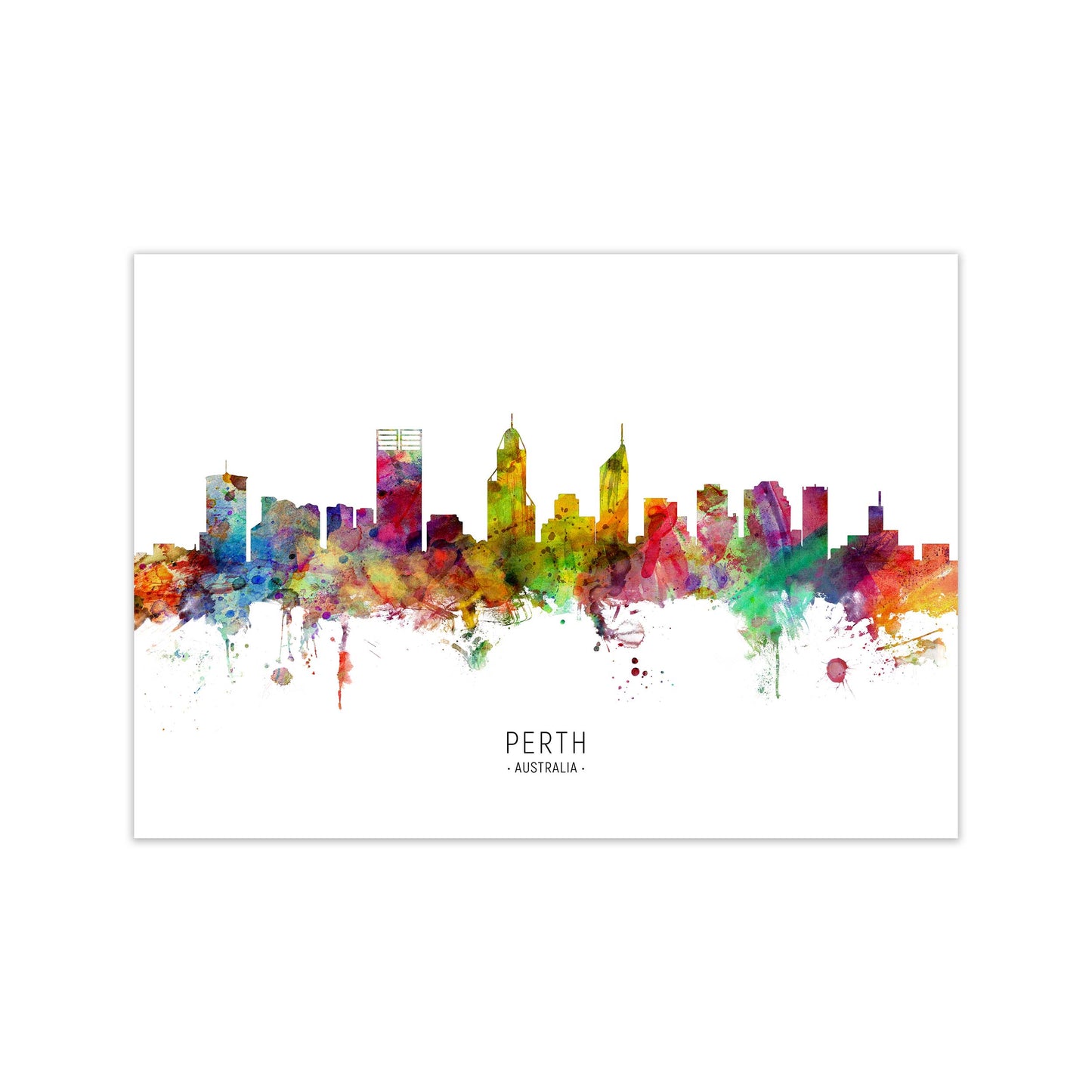 Perth Australia Skyline Art Print by Michael Tompsett Print Only
