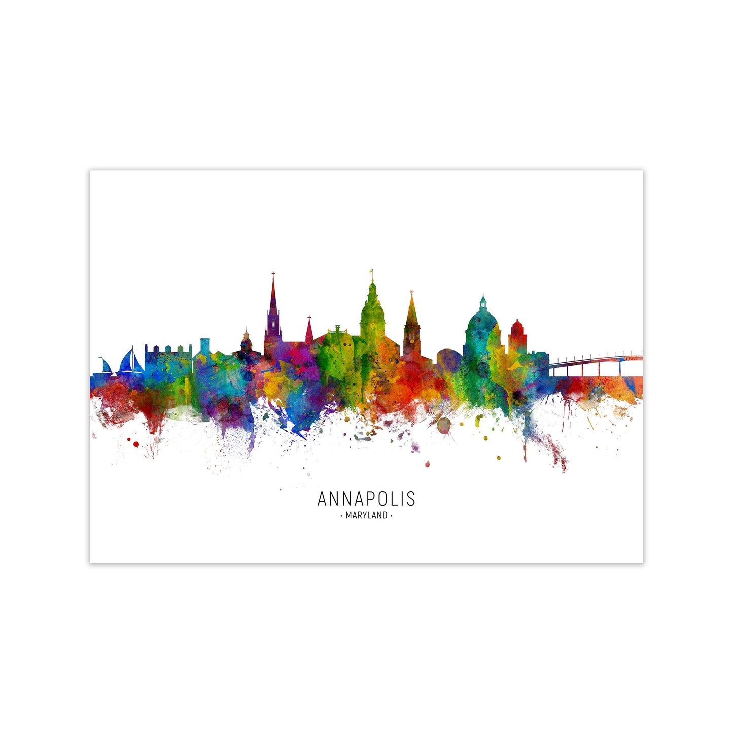 Annapolis Maryland Skyline Art Print by Michael Tompsett Print Only