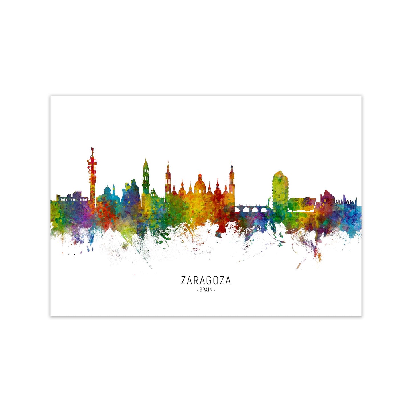 Zaragoza Spain Skyline Art Print by Michael Tompsett Print Only