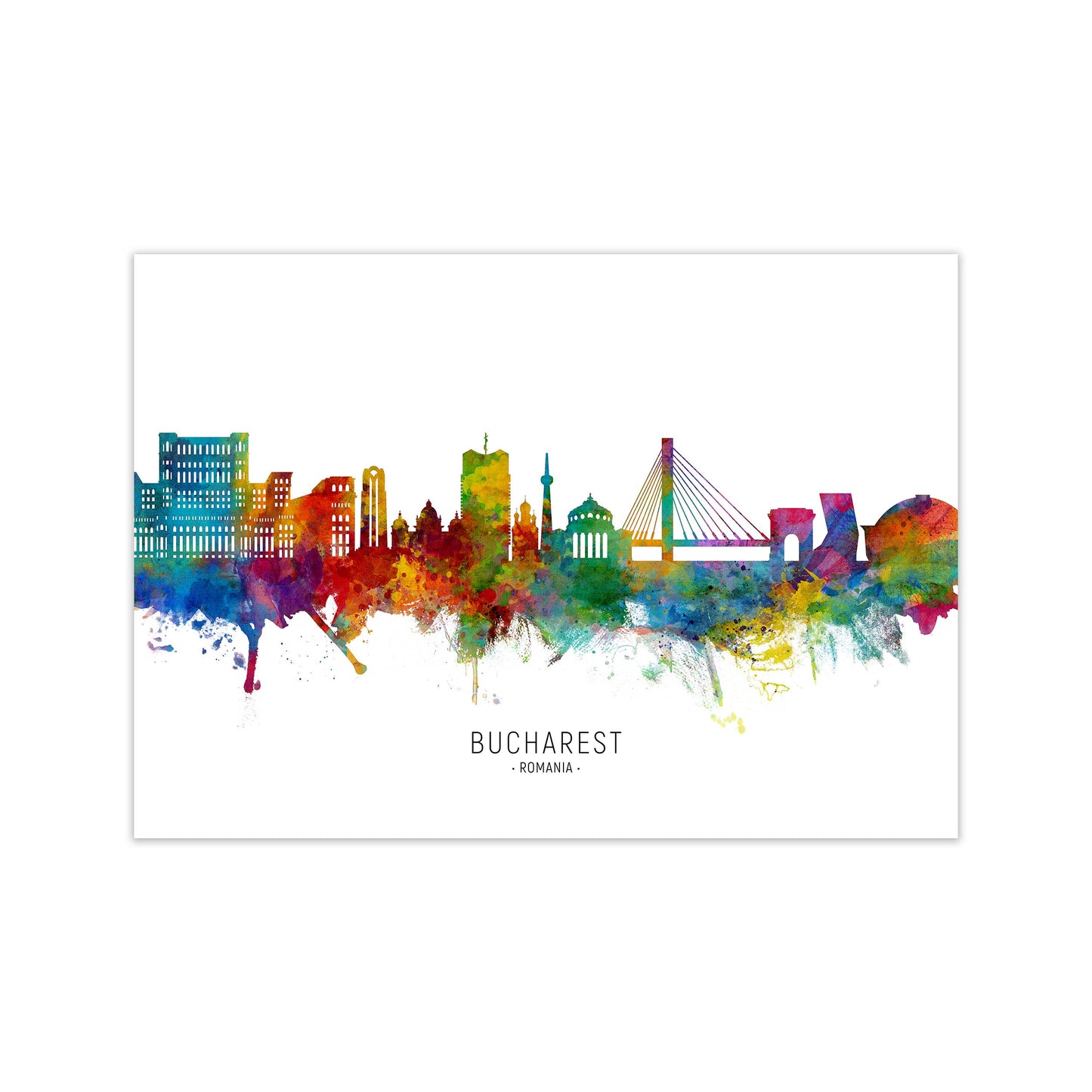 Bucharest Romania Skyline Art Print by Michael Tompsett Print Only